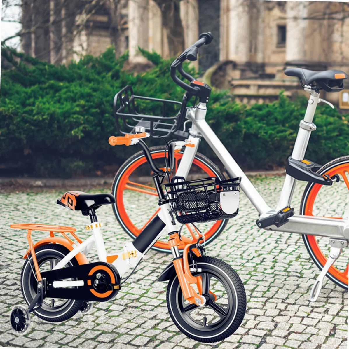 KOMBIUDA 2 Pares de Ruedas de Entrenamiento para Bicicleta Infantil, Desmontables, Asistencia de Equilibrio, Acero al Carbono y PU, para Niños y Niñas