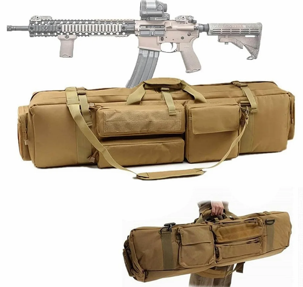 Bolsa Táctica Doble Larga para Rifle, Outdoor Bolsa De Pistola De Fusil M249 De 39 Pulgadas, Funda De Transporte CS Caza Tiro Paintball con Correa De Hombro Portátil