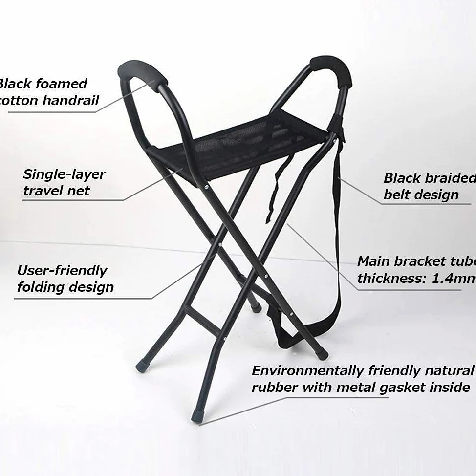 Silla plegable para ancianos, marco de aluminio antideslizante, ultraligera, portátil, taburete de descanso para uso en exteriores