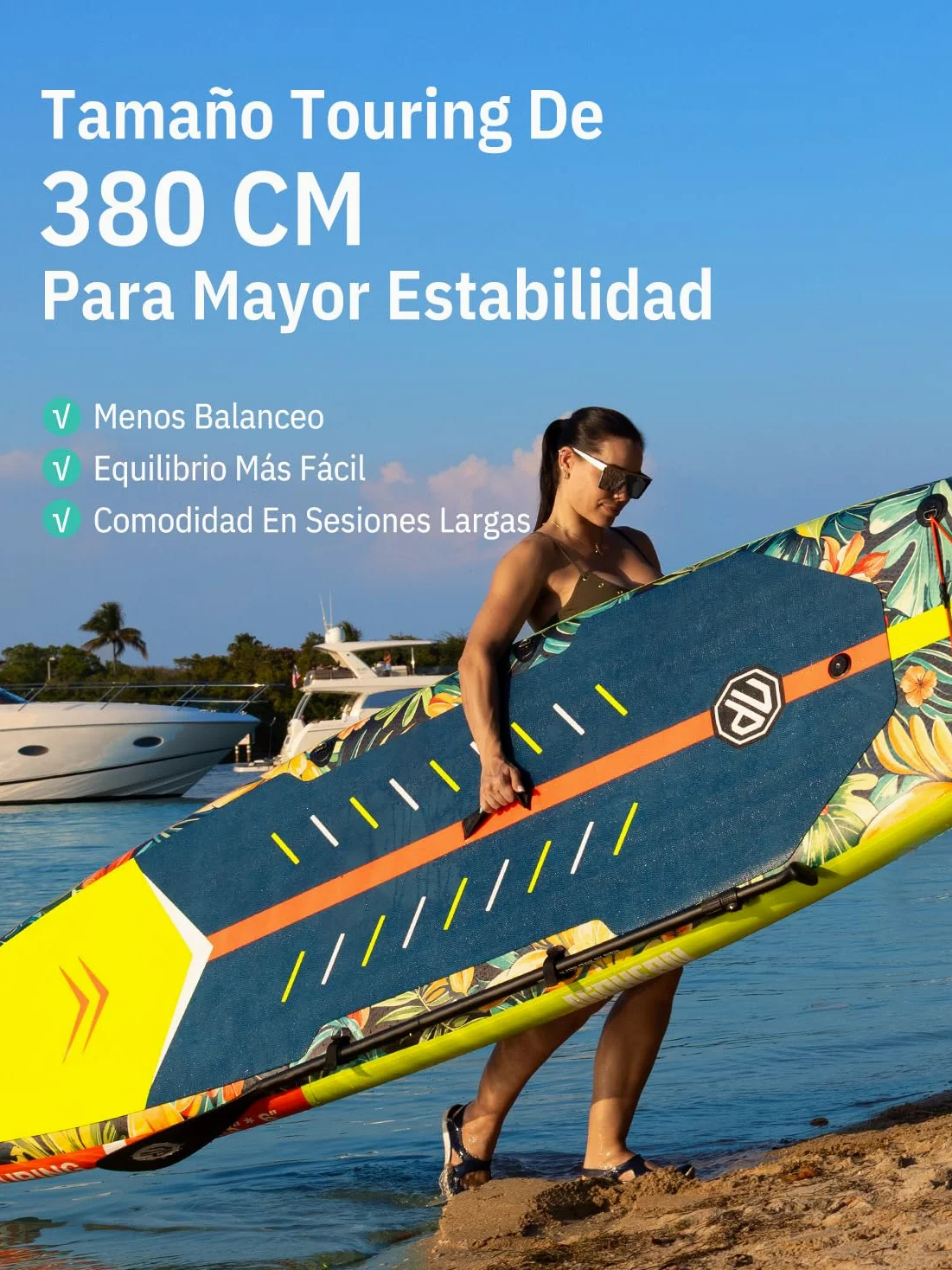 Niphean 380cm Tabla Paddle Surf Hinchable, Sup Touring con Accesorios | Tabla Padel Surf Rígida 280kg para Adultos y Principiantes, Kick Pad, Antideslizante, Kit Reparación