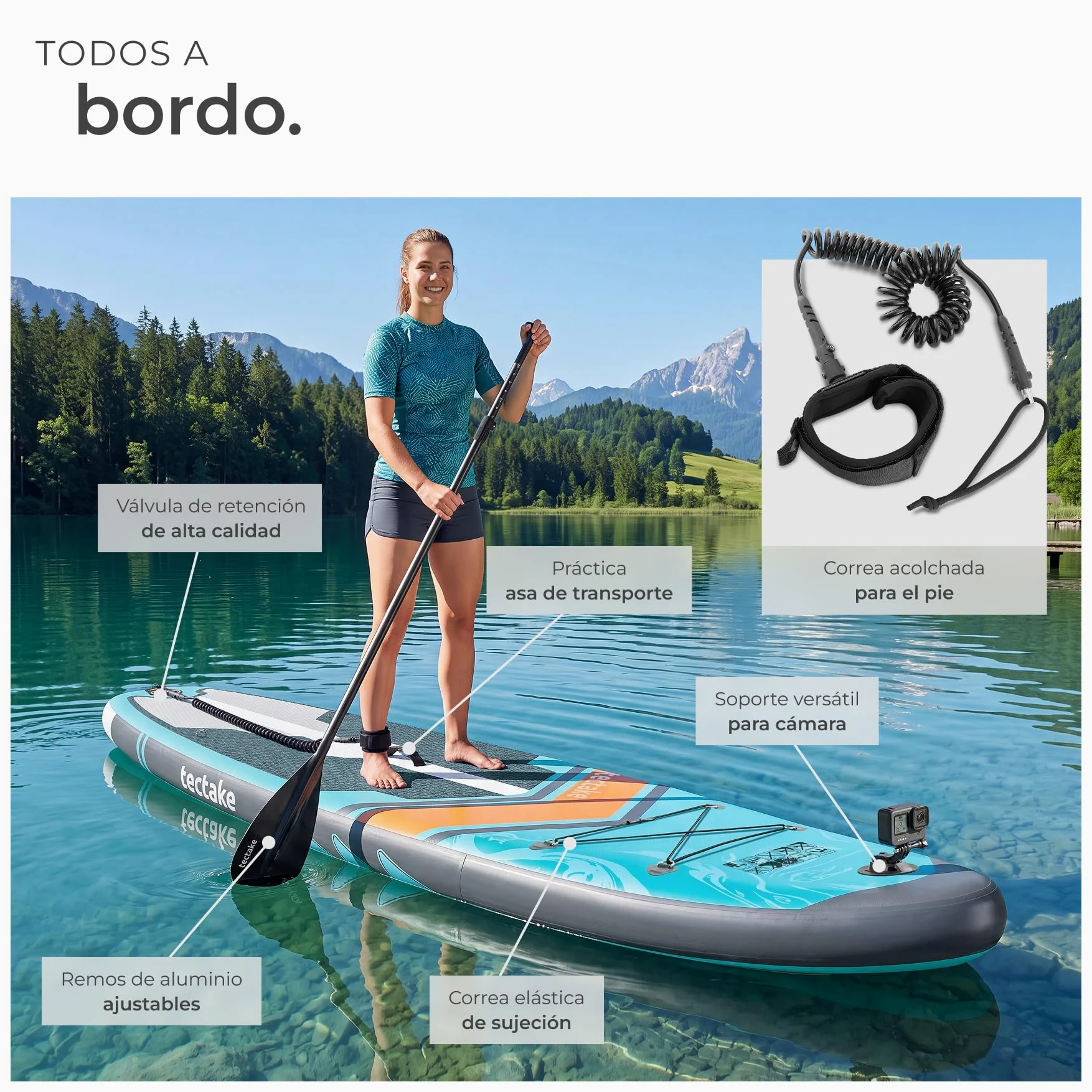 tectake® Tabla de Paddle Surf Hinchable