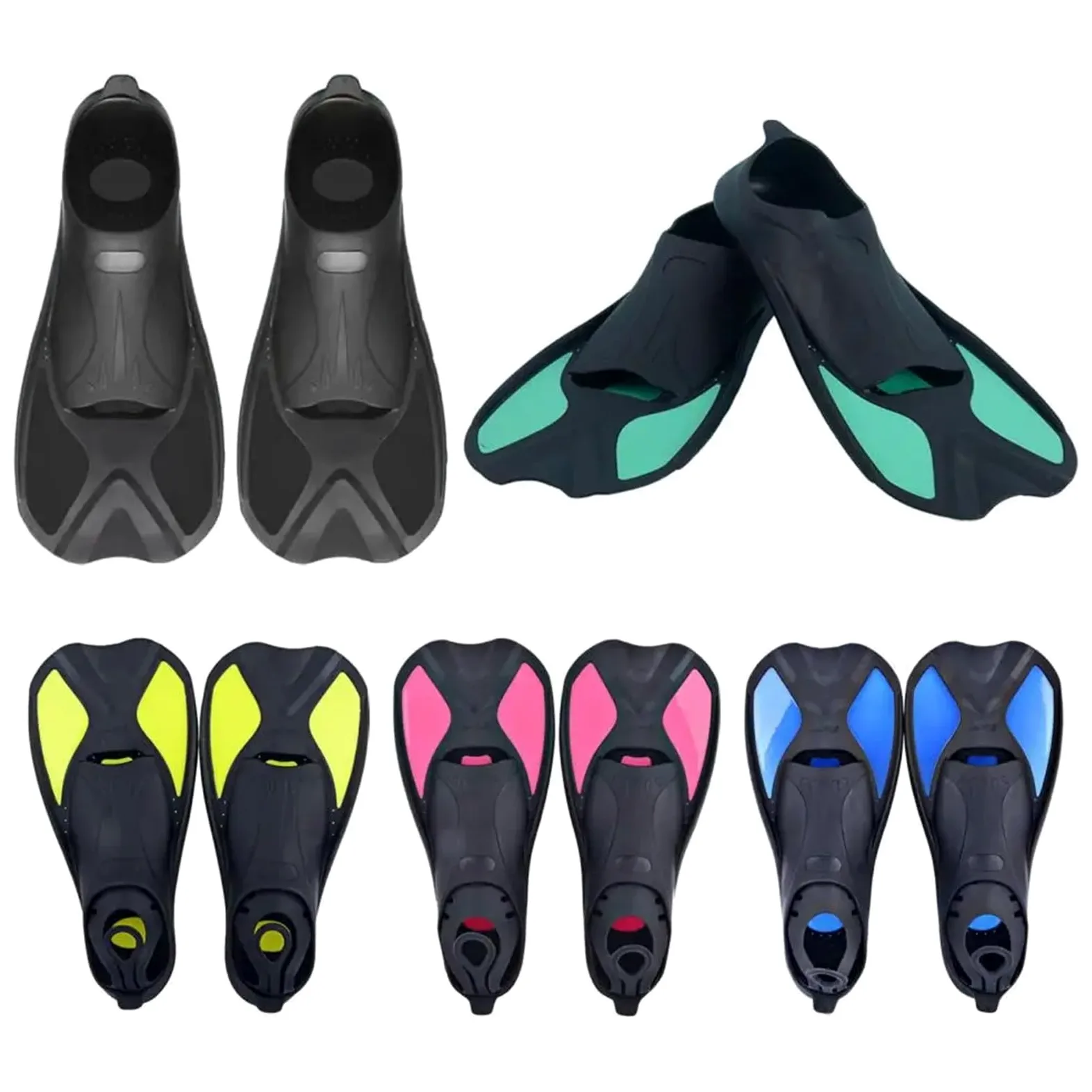 Aletas Buceo Aletas de natación for adultos Aletas de snorkel Aletas de natación Aletas de buceo cortas Aletas de buceo libre Aletas de natación antideslizantes Aletas De Buceo(Black Blue,XS)