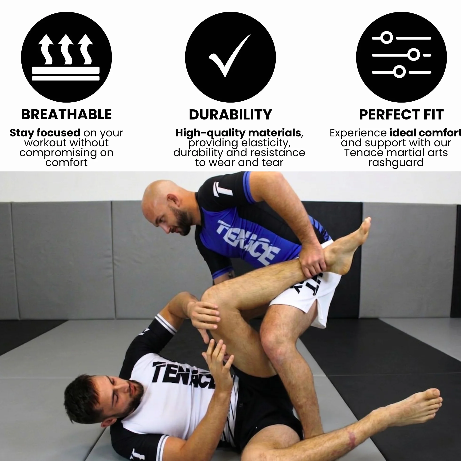 Tenace Camiseta Compresión Diseño Jiu Jitsu Competición - Rashguard para Entrenamiento MMA, BJJ, Grappling