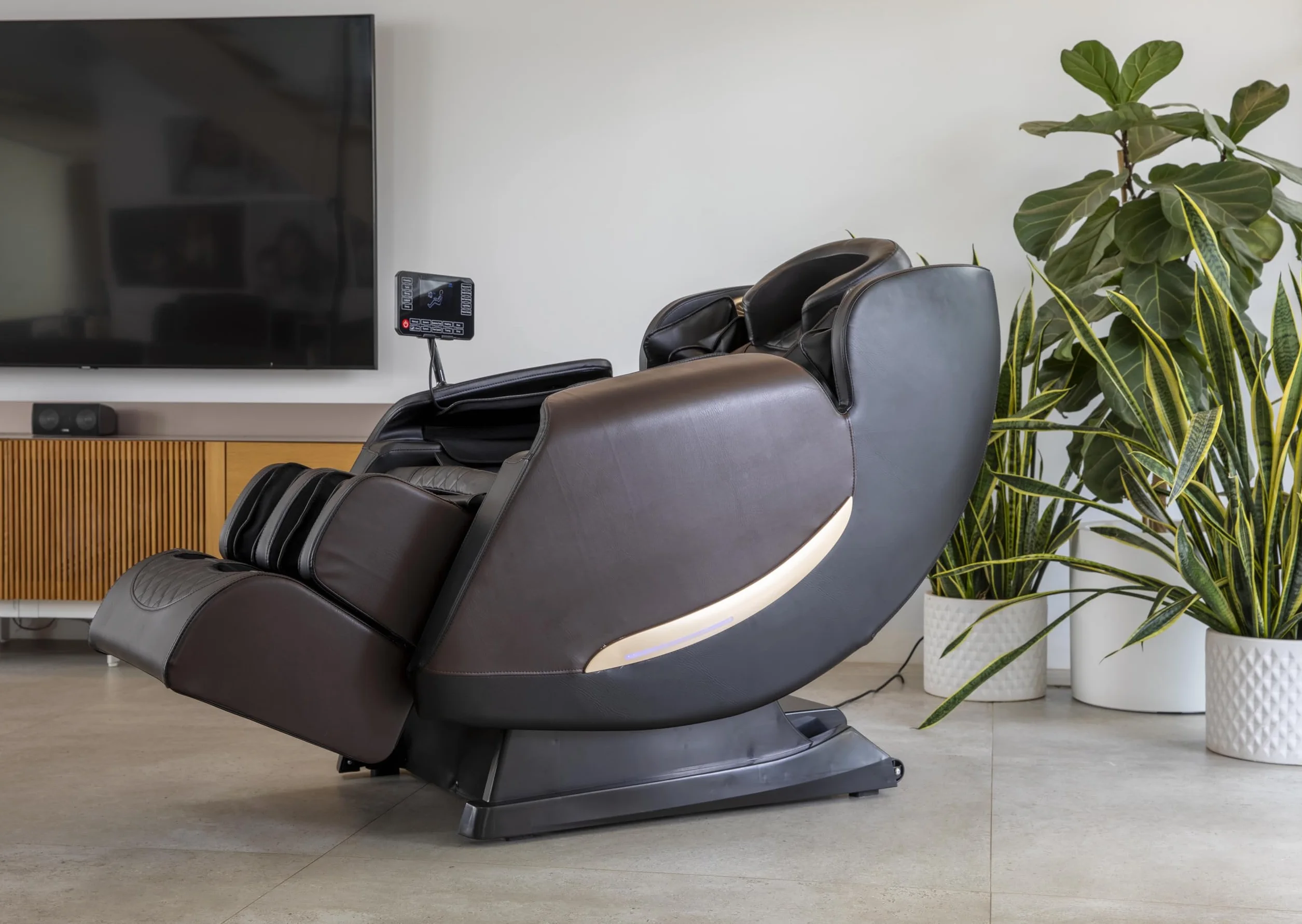 Sillón de Masaje Eléctrico Gravedad Cero 3 Niveles Bluetooth Música Presoterapia Calor Control Digital Reclinable Polipiel Metal