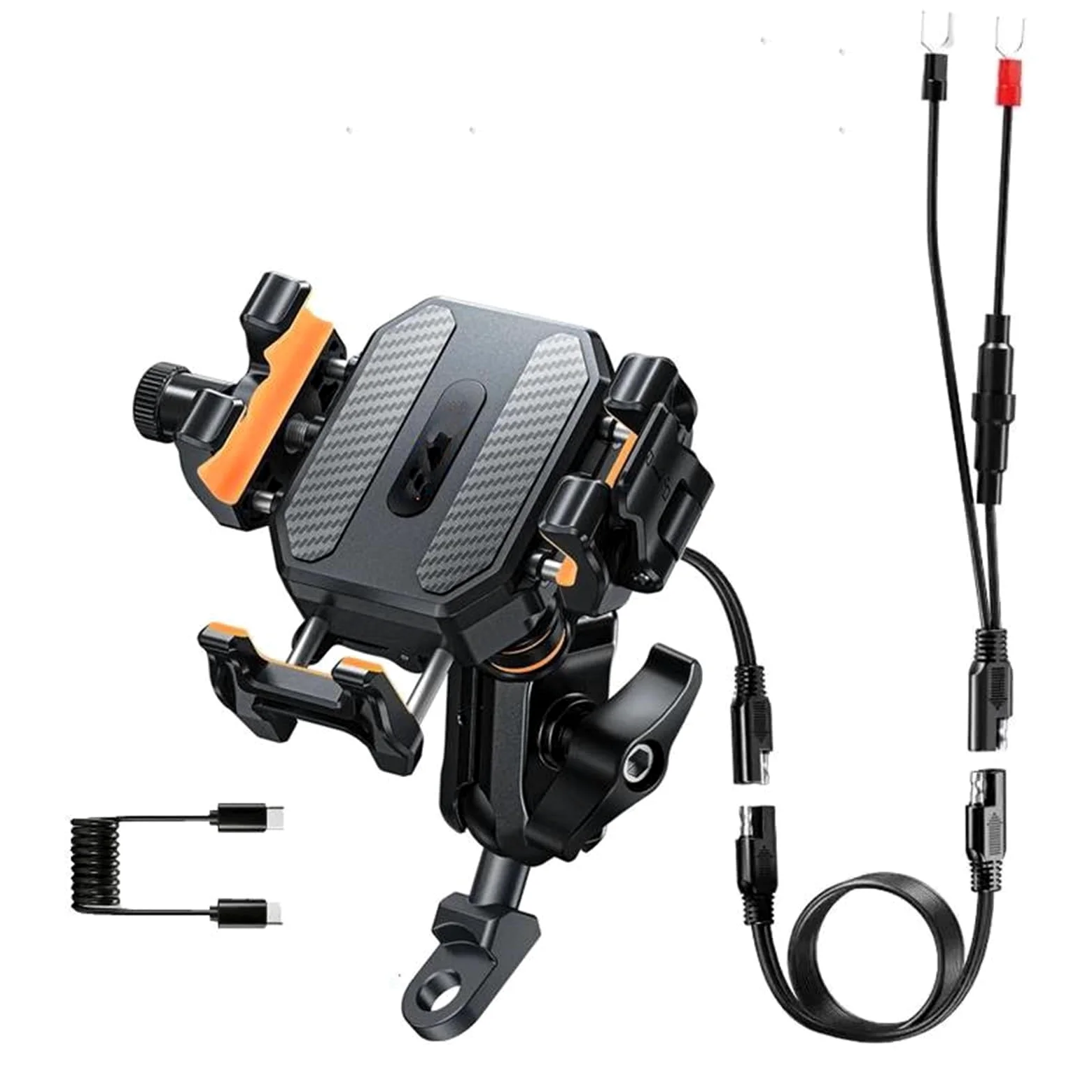 PIWINE Soporte para Teléfono De Motocicleta Adecuado para Bicicleta Scooter | Soporte teléfono motocicleta, cargador inalámbrico 15W/USB C de 36W, carga rápida, antirrobo, a prueba golpes