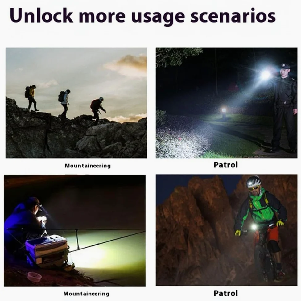 Linterna Frontal LED portátil de Alta Potencia de 100W Linterna Recargable Impermeable con Casco 3 Modos de iluminación Recargable por USB para Pesca