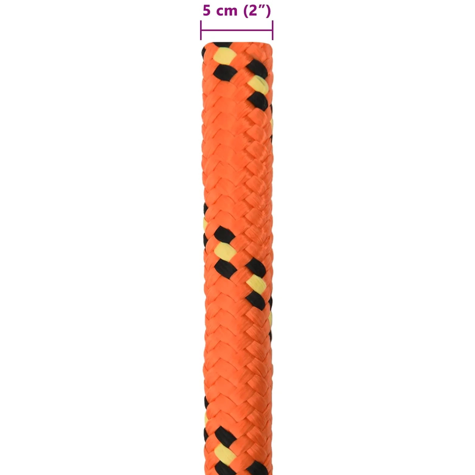 Cuerda de polipropileno para barcos de 25 m, diámetro de 5 cm, cuerda de polipropileno naranja para asegurar, tensar y fijar para vela, canotaje y camping al aire libre, resistente a la