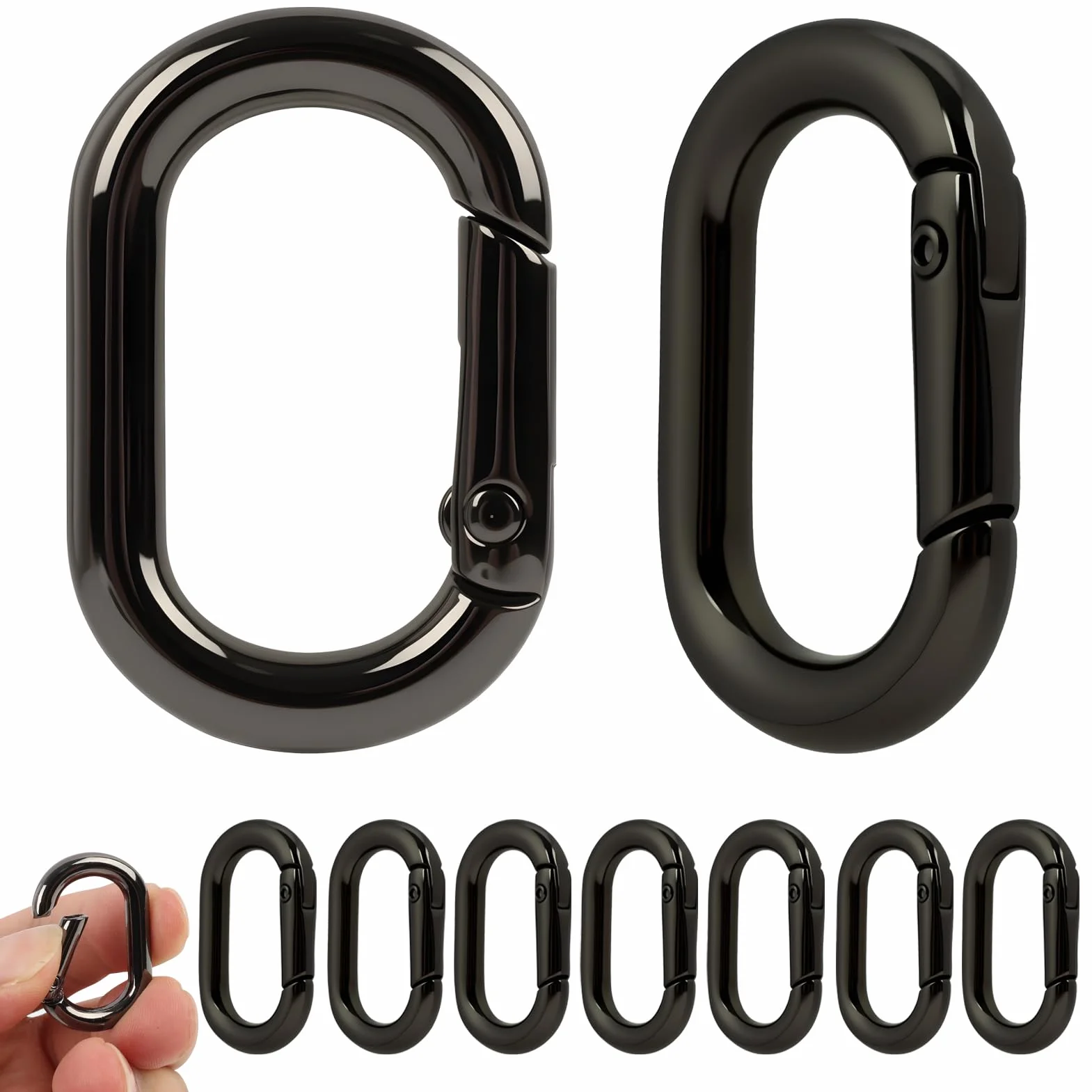 10 PCS Mosquetón,Mosquetones De Aleación De Aluminio Mini Mosquetón Escalada Negro Mosqueton Pequeño para Llavero Ganchos Mochilas Accesorios,De Coche Gancho Y Monedero
