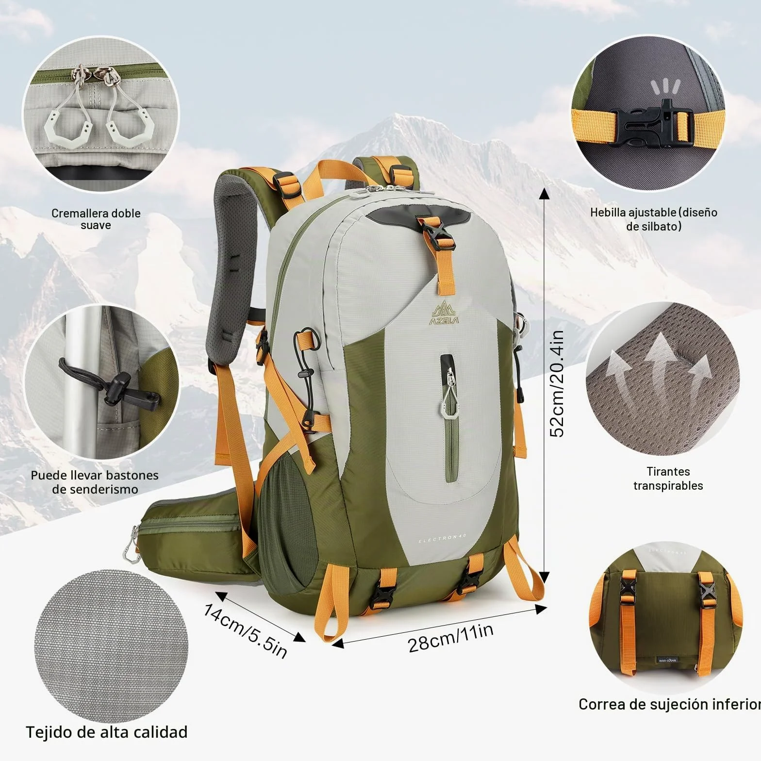 Geila Mochila de senderismo de 40 L, mochila impermeable para acampar al aire libre, senderismo, ciclismo, senderismo