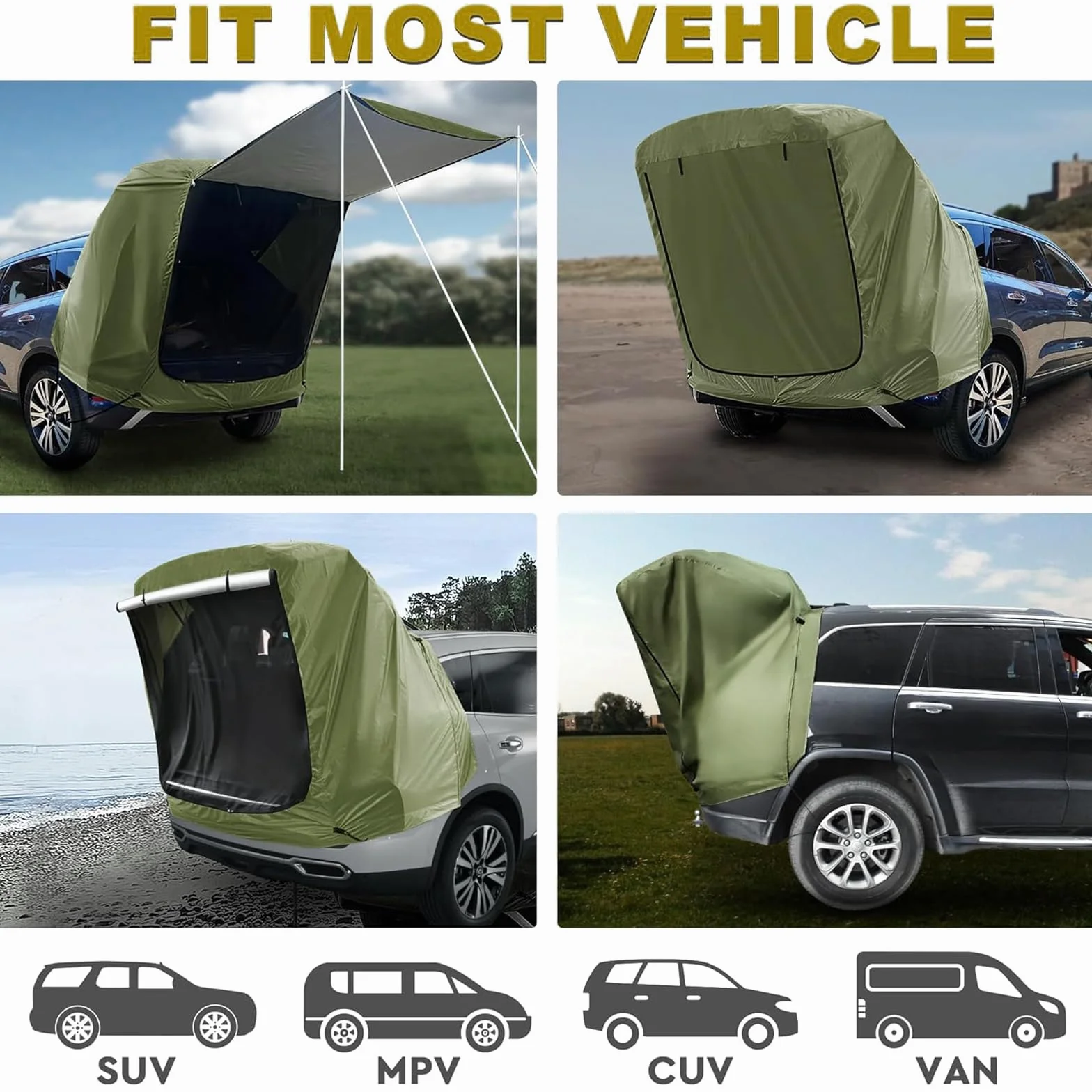 Tienda de campaña Trasera para Coche con mosquitera, Toldo Impermeable para Camping, para SUV, toldo para Camping y Aventuras al Aire
