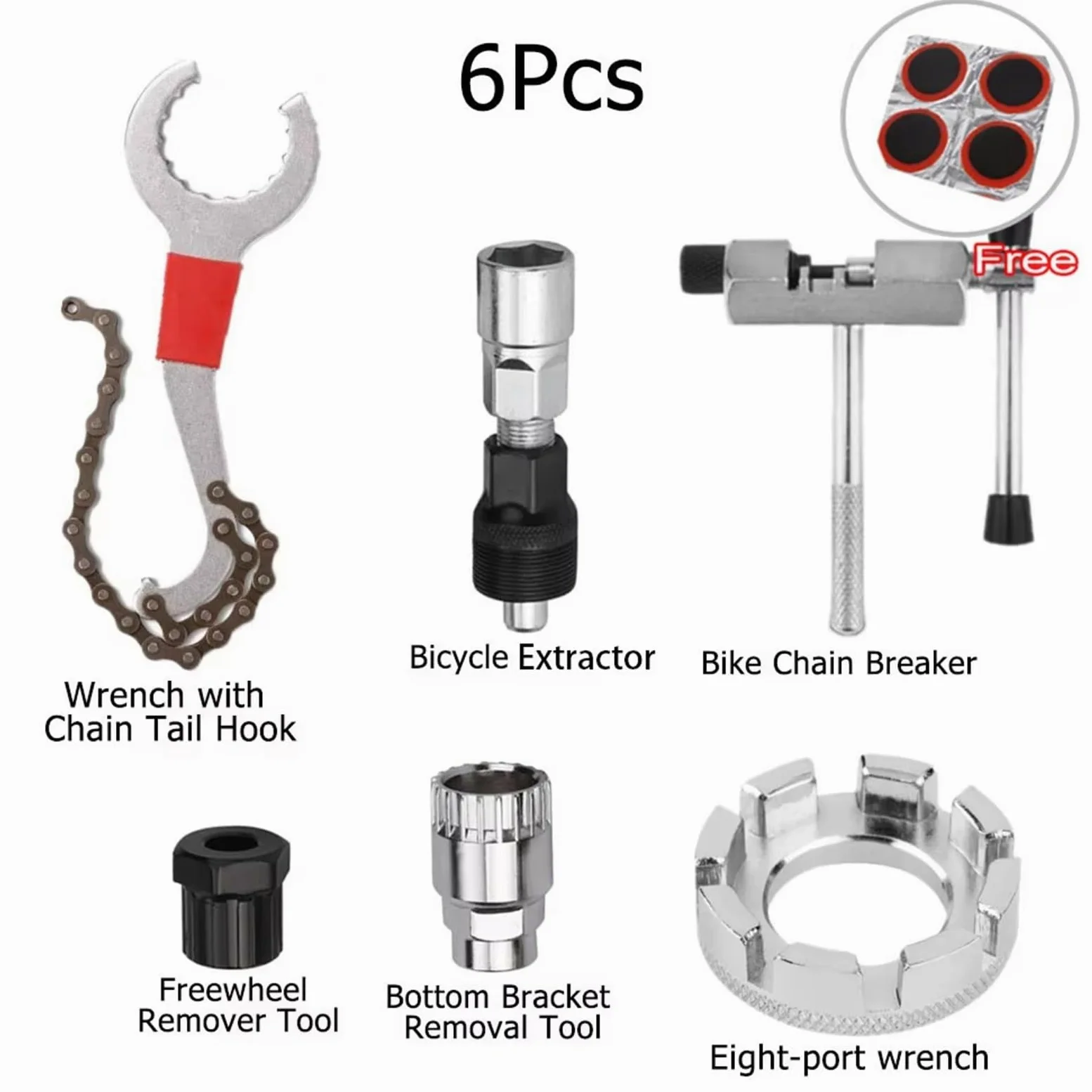 Kit De Reparación Multiherramienta For Ciclismo Al Aire Libre, Alicates De Eslabones De Cadena For Extracción De Volante, Accesorios For Mantenimiento De MTB(RepairTool-6-2)