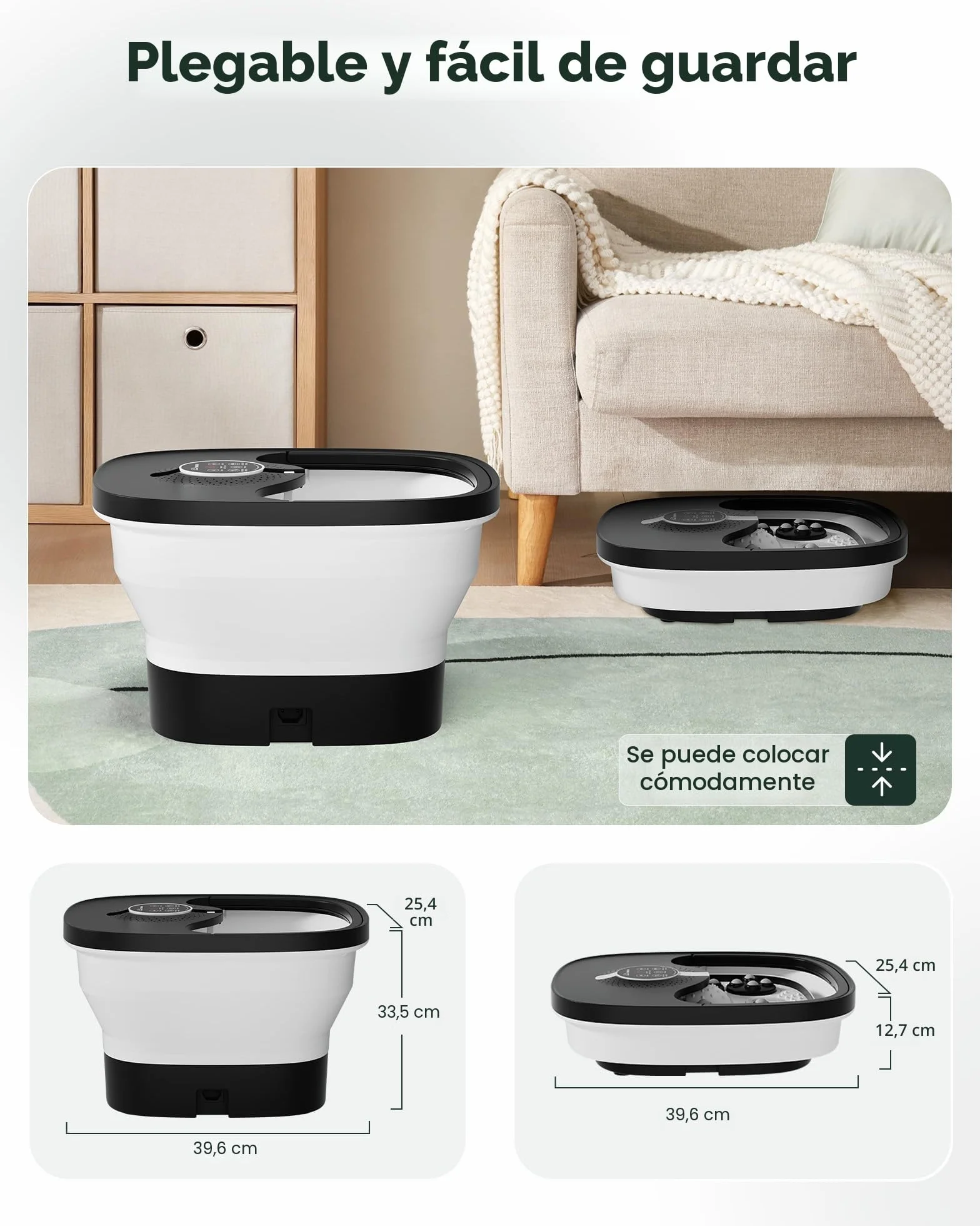 Snailax Bañera Spa Masajeador de pies con calor, Mando a distancia, Shiatsu, Plegable