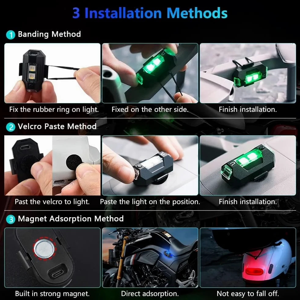 10 Piezas De Luces De Bicicleta Eléctrica Luces Traseras De Bicicleta De Montaña Luces De Advertencia Intermitentes Luces De Motocicleta De Siete Colores Luces De Avión Modificadas
