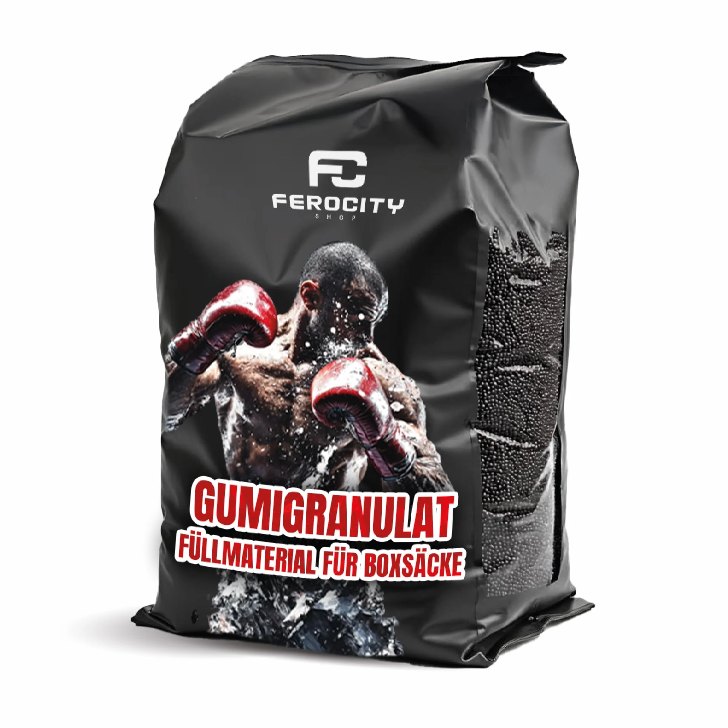 Ferocity Relleno para Saco de Boxeo 20 KG Aprox. 36L | para Makiwara, Pera de Maíz, Pera de Boxeo, Saco de Golpes | Granulado de Goma SBR – Densidad Óptima, Alta Durabilidad, Ecológico [137]