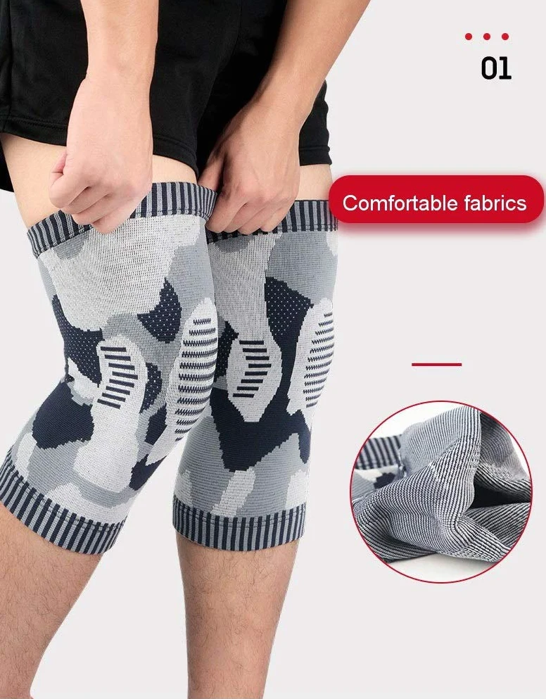 1 Par Deporte Camuflaje Tejer Compresión Rodillera Soporte para Fitness Baloncesto Fútbol Running Protector Manga Rodillera (Tamaño : X-Large) (L)
