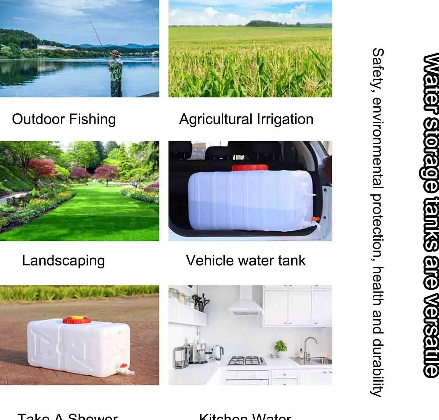 Tanque Almacenamiento Agua Rectangular Plástico Contenedor Almacenamiento Agua Purificada Grado Alimenticio Adecuado Exteriores