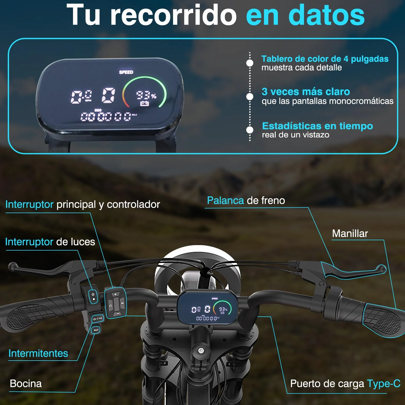 Bodywel M16 Bicicleta Eléctrica Adultos, 16x4.0” Fat Tire Todo Terreno Ebike, Batería 48V 13Ah, Motor 250W, 80 km Autonomía (Pas), Pantalla LCD, Luces Duales, Suspensión Completa