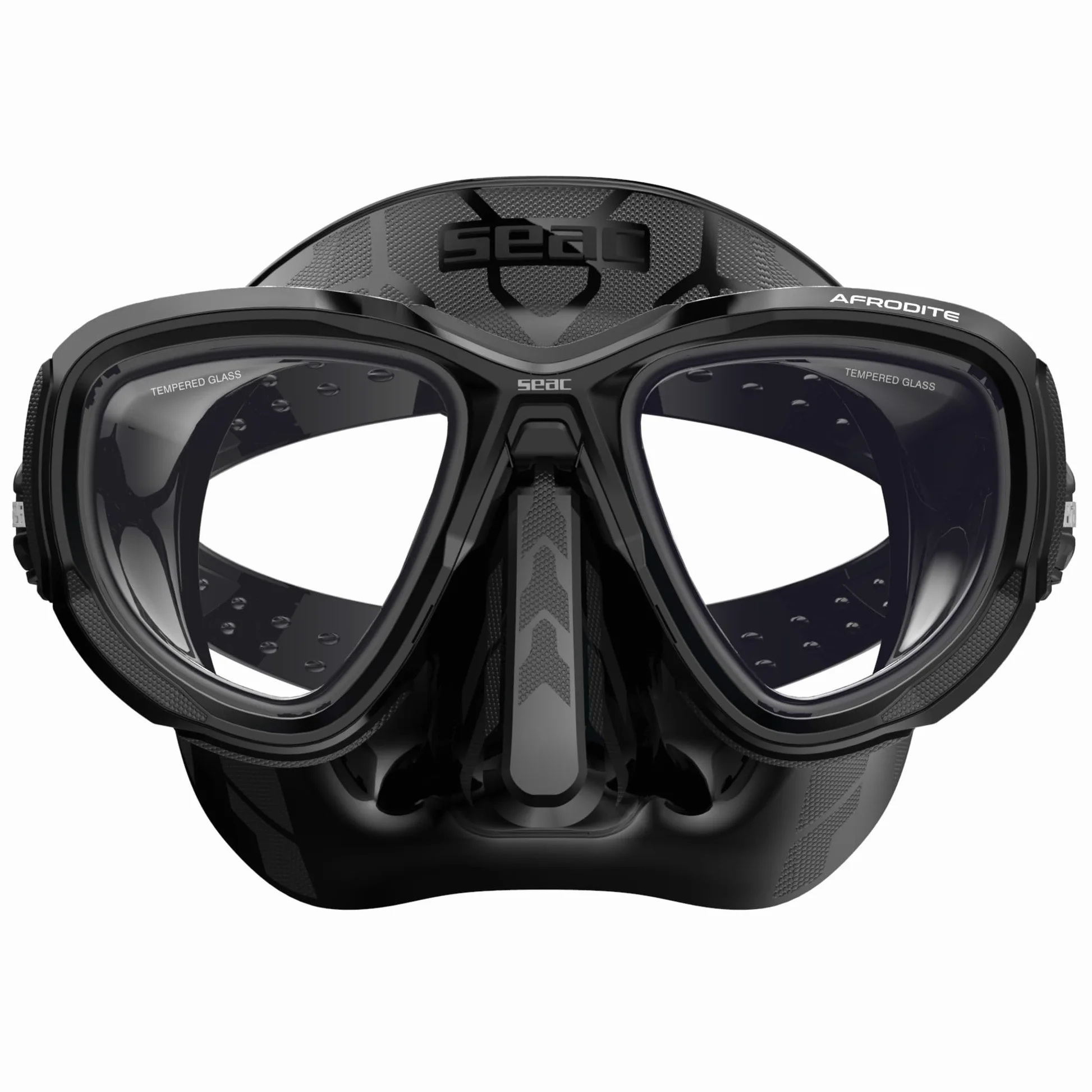 SEAC Afrodite – Máscara de Buceo de Bajo Volumen con Lentes de Cristal Templado 3 mm, Faldón de Silicona Suave, Hebilla 3D Ajustable y Compatible con Lentes Ópticas Correctivas (-1.0 a -6.0)