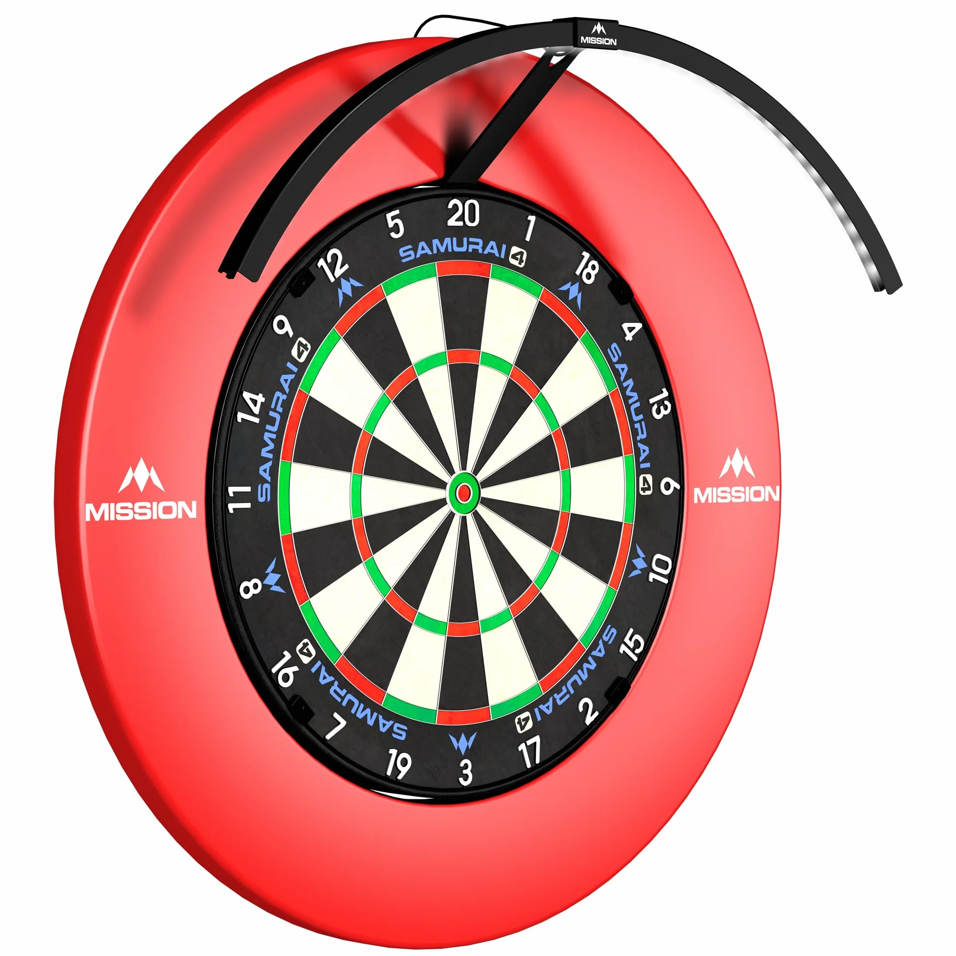 Mission Darts | Torus 120° | LED blanco brillante | Sistema de iluminación de tablero de dardos | Portátil | USB C.