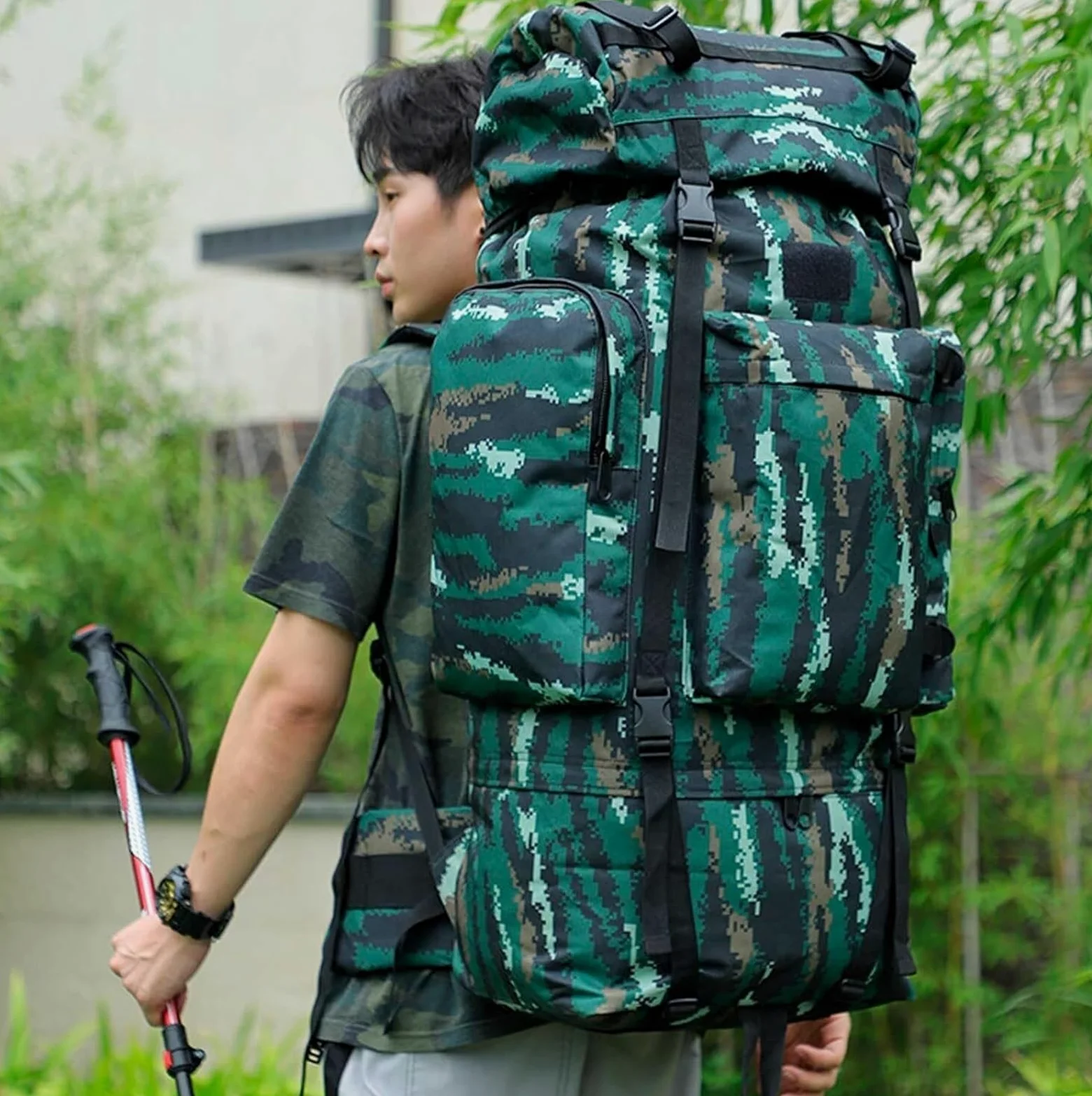 Mochila de senderismo, 110L Gran Capacidad Senderismo Montañismo Viajes De Exploración Equipaje Impermeable Viaje Camping Senderismo Montañismo Mochila(B)