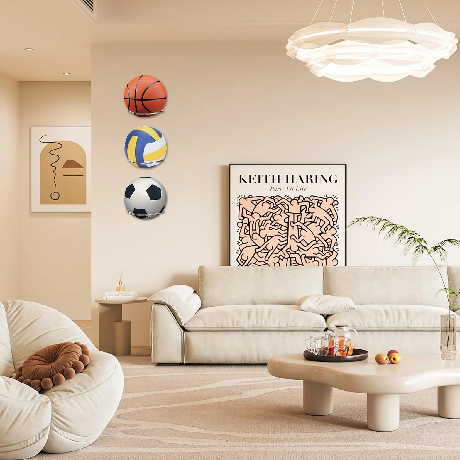 Soporte de Pared para Balones Soporte de Exhibición de Pelota con Tornillos 6 Piezas Plata para Baloncesto Fútbol Voleibol