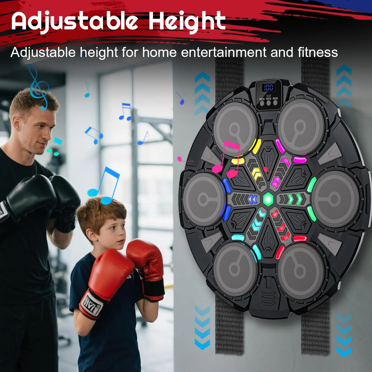 Máquina de Boxeo Musical, Máquina de Boxeo Musical Bluetooth Inteligente con Guantes de Boxeo, 6 Velocidades, 2 Modos, Modo de Conteo, Regalos para Niños, Adultos