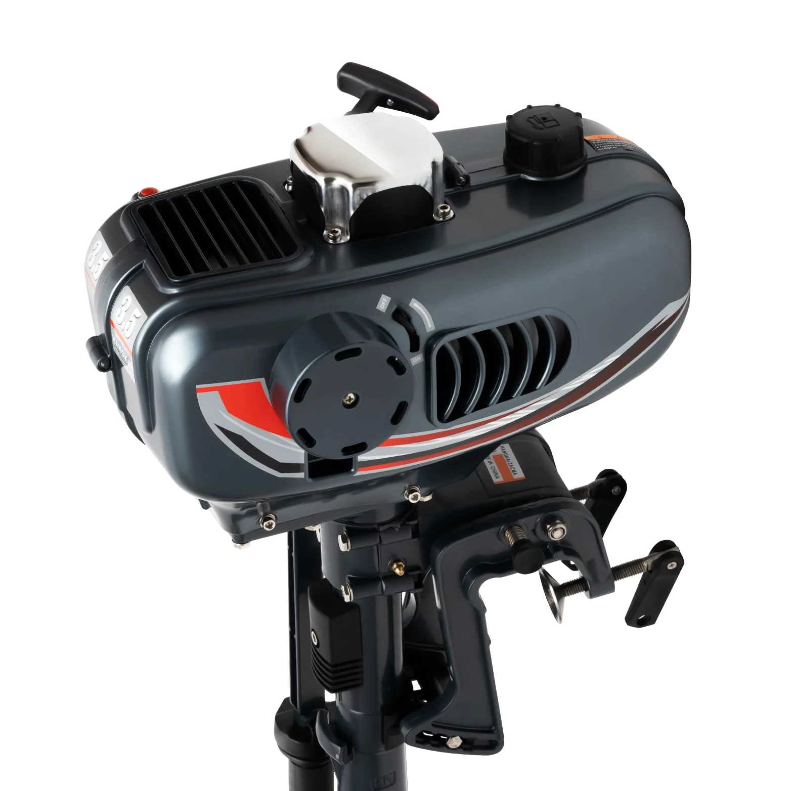 Motor fueraborda 3,5 CV 2 tiempos – 49ccm de eje corto con arranque manual, refrigeración por agua y aire, para bote inflable y barco de pesca