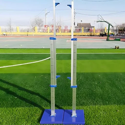 Estándares altos de salto de 30 a 230 cm, equipo de campo ajustable con base estable y ruedas, acabado duradero con recubrimiento en polvo para competiciones escolares