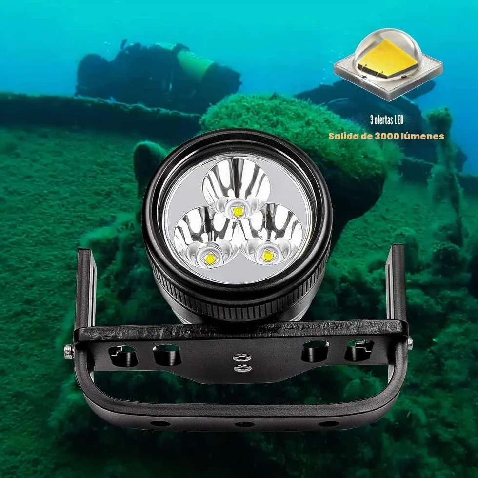 WD70 Canister luz de Buceo 3000 lúmenes Linterna de Buceo