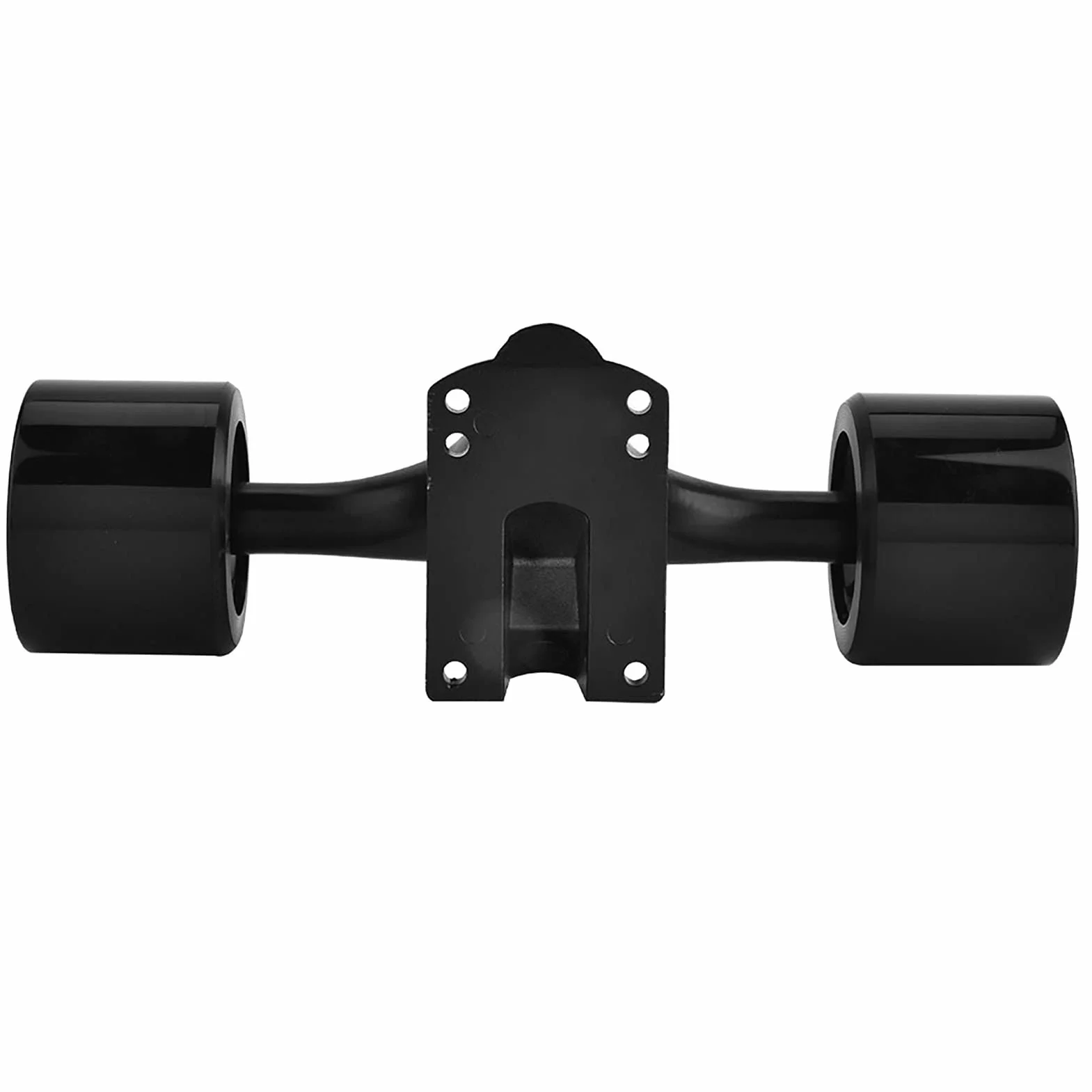 Alomejor Skateboard Truck Combo Set -2pcs Skateboard Truck + 4pcs Skate Wheel + 2pcs Riser Pad Cojinete + 8 Longboard Pernos + 8 Patineta Tuerca(Black Shaft Black Wheel)