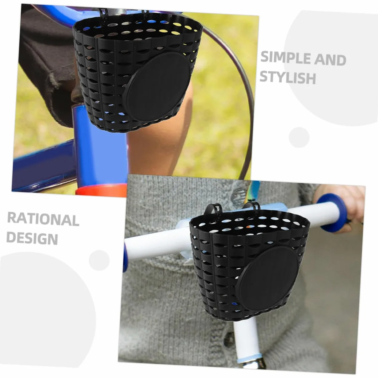 PRETYZOOM Cesta de Bicicleta Desmontable para Niños con Correa, Fácil Instalación, Material Plástico Negro, Accesorio Adecuado para Bicicletas Infantiles