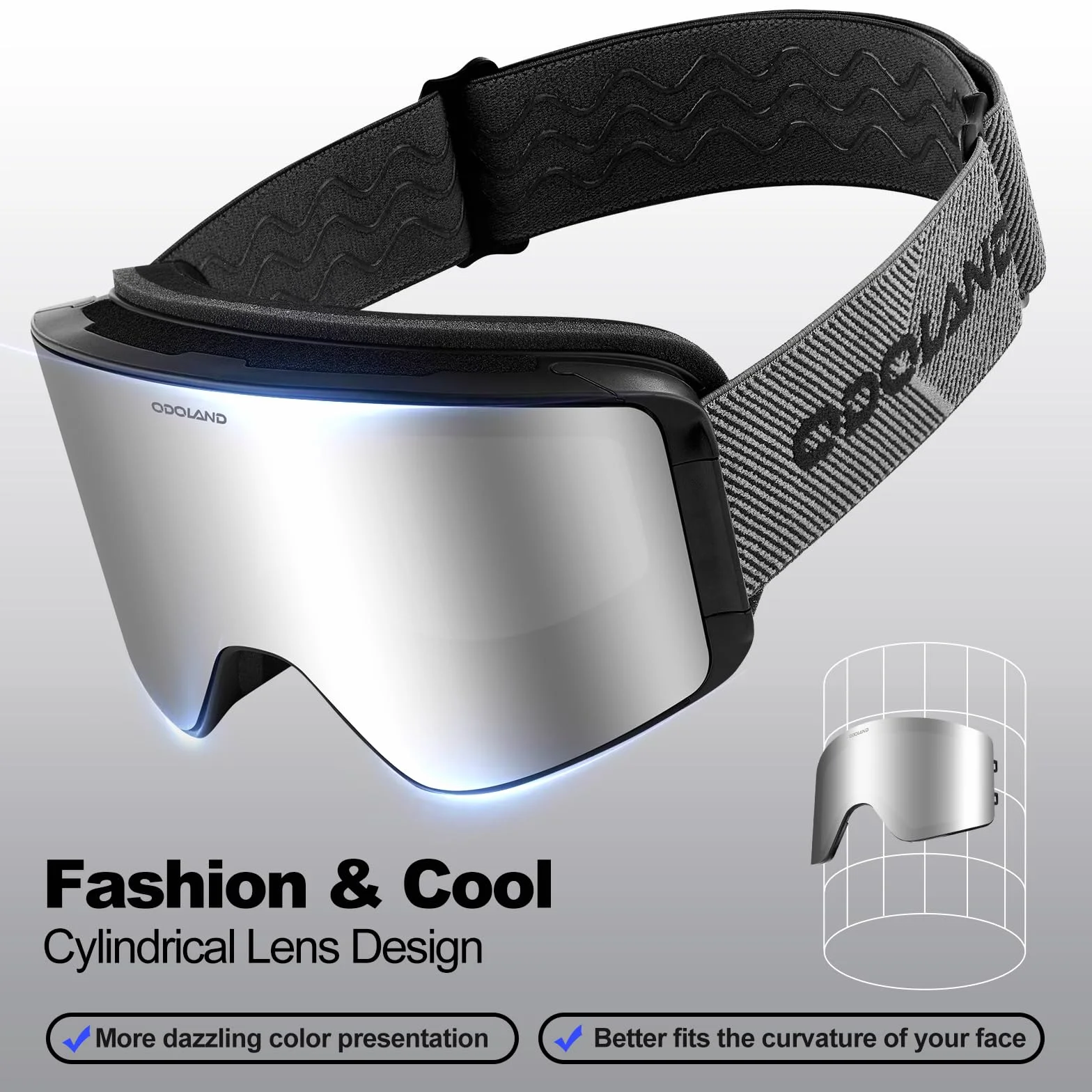 Odoland Kit de Gafas de Esquí con Lente Removible, Lentes Magnéticos Intercambiables sin Marco, Gafas de Nieve Antivaho con Protección UV, para Hombres y Mujeres, Compatible con Casco