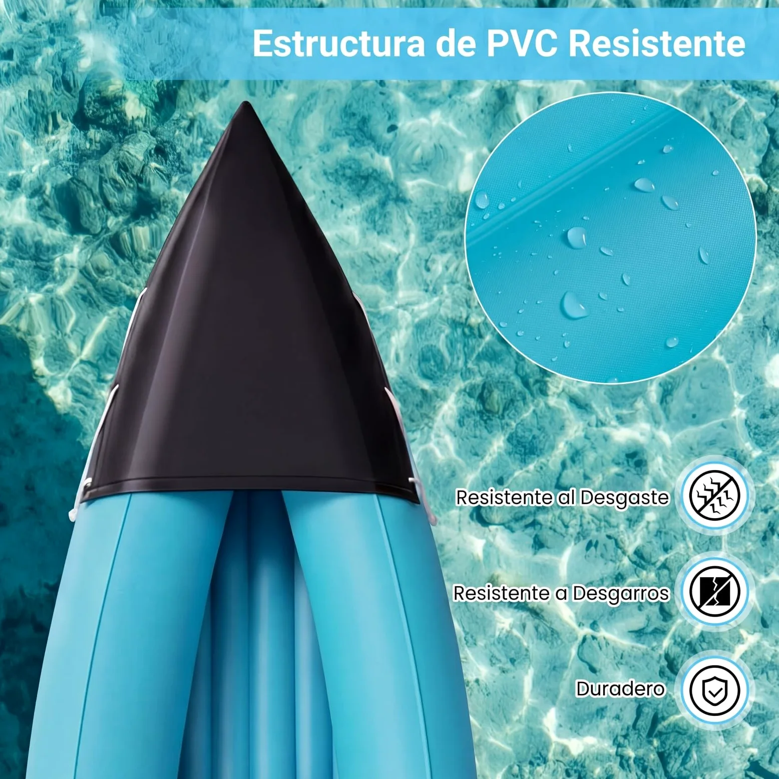 COSTWAY Kayak Hinchable 2 Plazas, Barca Hinchable para 2 Personas con Asientos, Remos de Aluminio, Bomba de Pie, 321 x 92 x 45 cm, Canoa Hinchable para Adultos Pesca, Capacidad 160 kg
