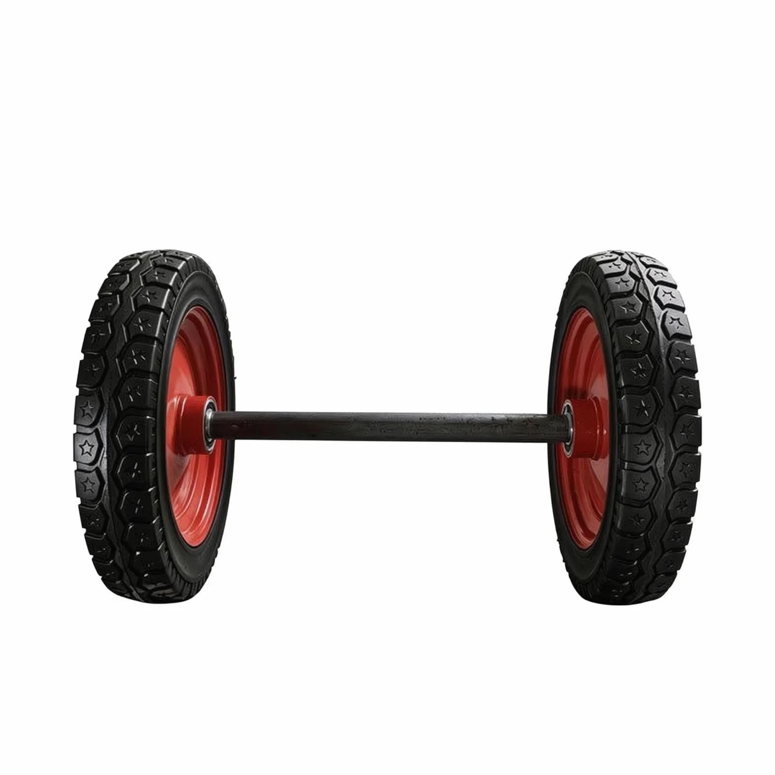 Rueda de Goma Sólida para Remolque Conjunto Llanta Eje Neumático con Goma de Alta Densidad y Marcha Estable Cubo de Acero Rojo Adecuada para, Eje De 50 Cm