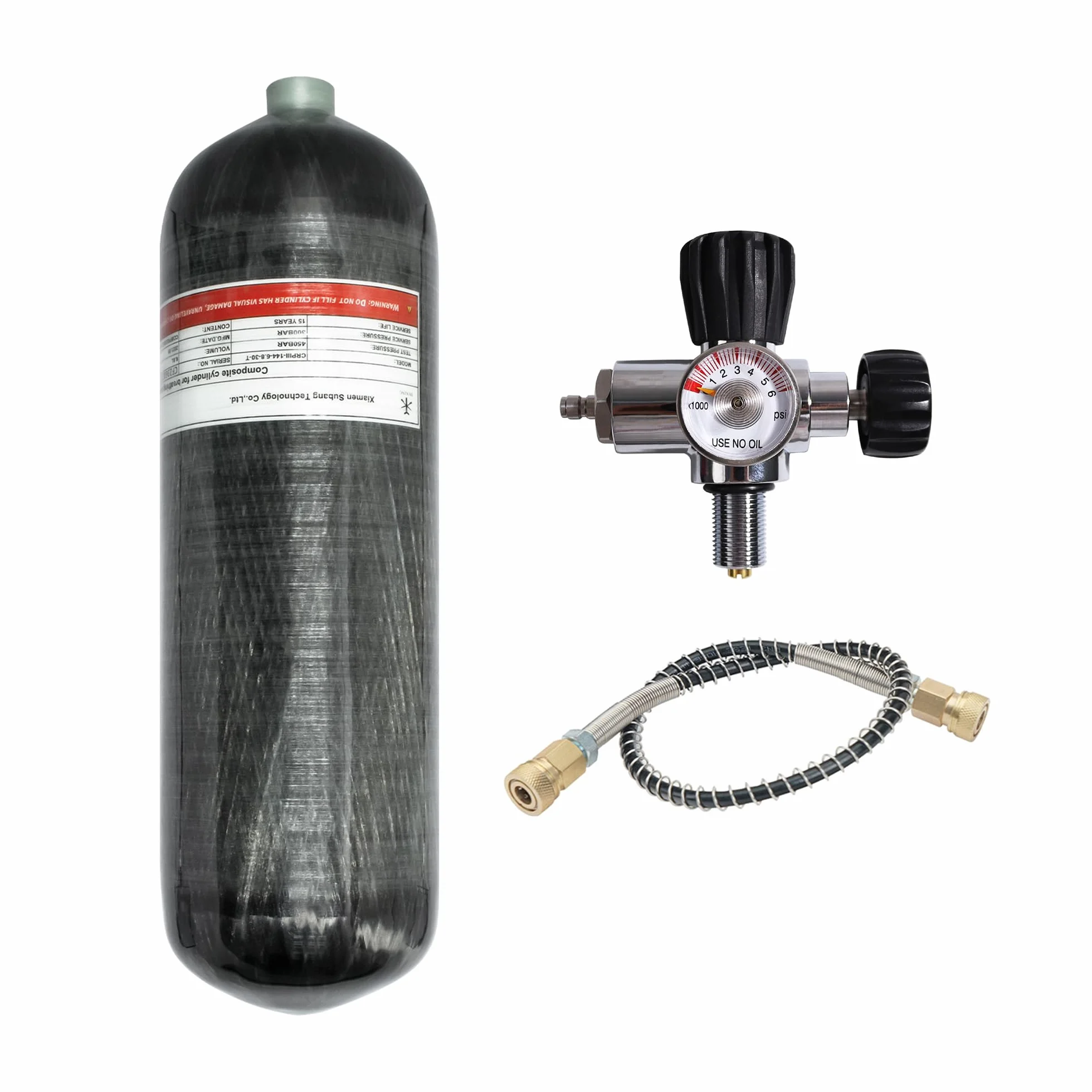TUXING Depósito de Aire de Fibra de Carbono Paintball HPA de 6.8L/414ci (no Dot), Sistema de Aire PCP de 4500 PSI