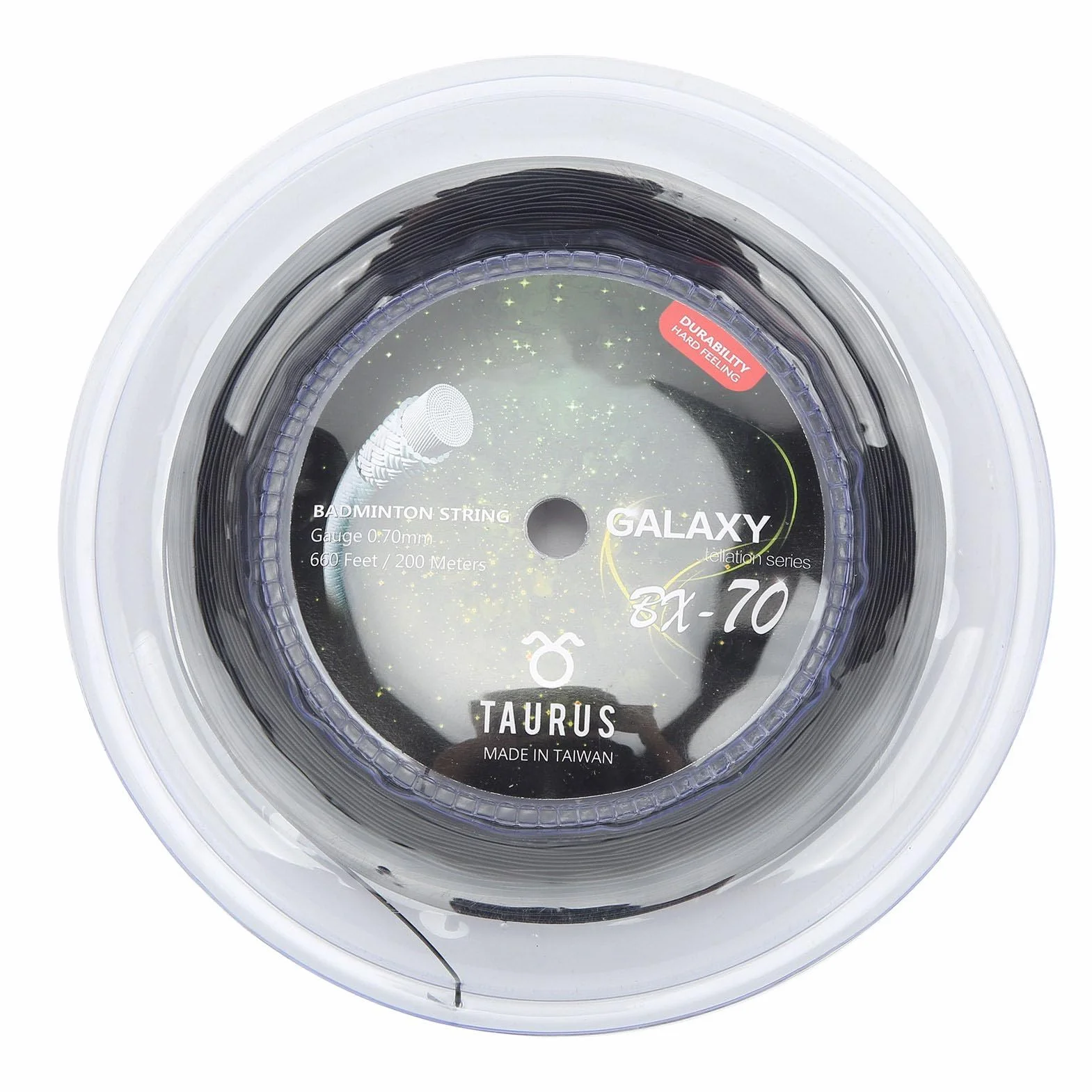 Cuerda de Raqueta de Bádminton Profesional, Piezas de Repuesto de Bobina de 0,7mm y 200m, Color Brillante de Alta Elasticidad (Black)