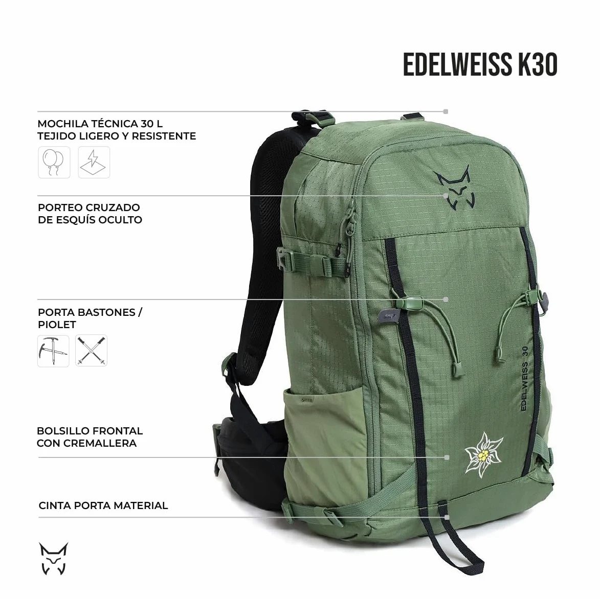 ALTUS Edelweiss K30 Mochila de Montaña y Trekking | Cubre Mochilas Integrado