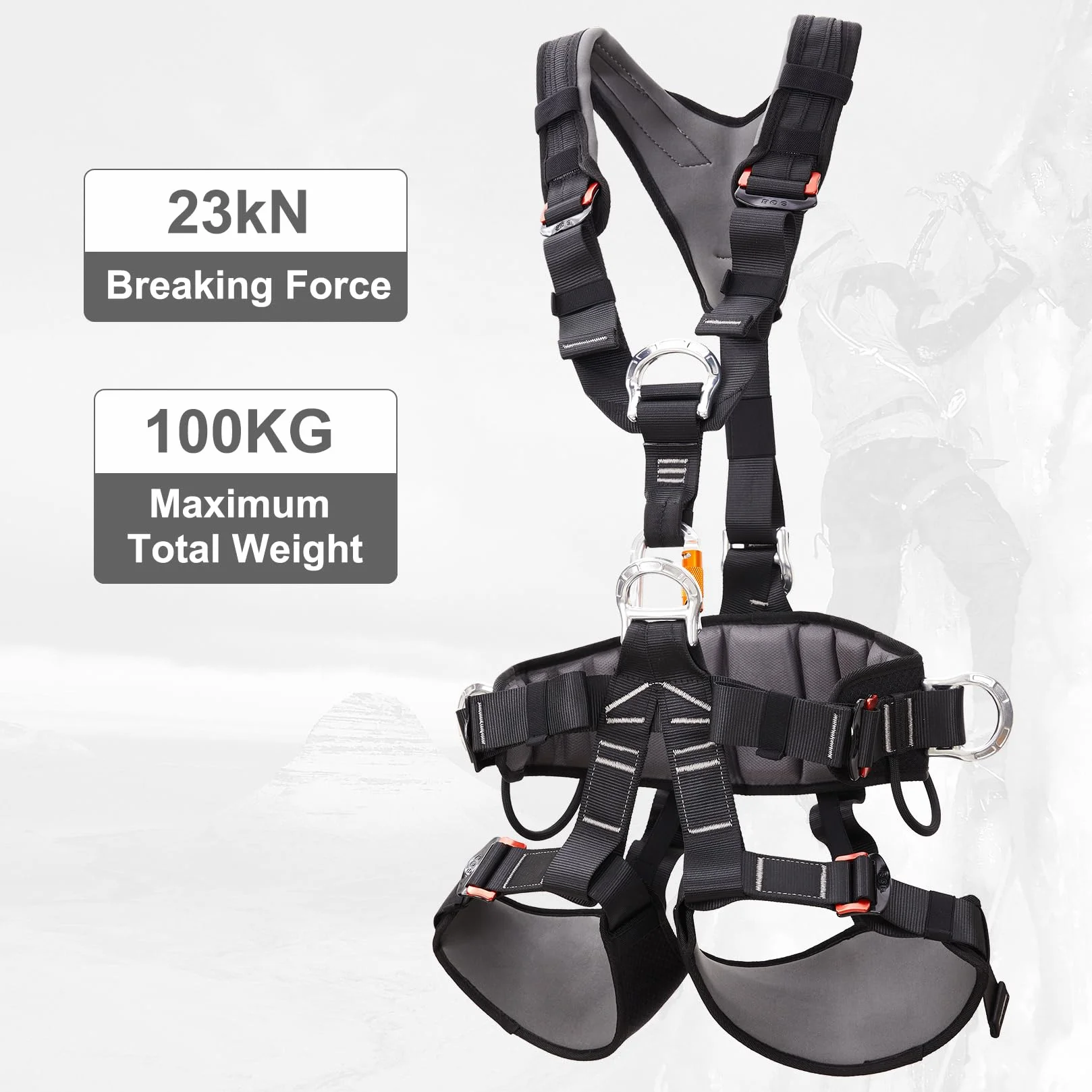 Arnés de Seguridad de Medio Cuerpo Nylon Negro Talla Universal para Construcción y Escalada