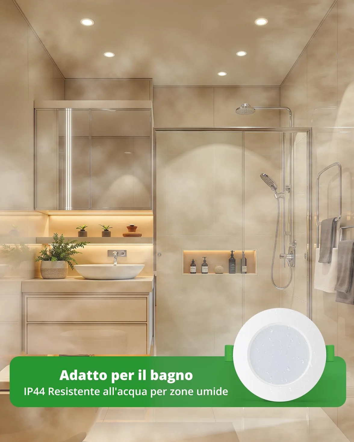 HOMEOW Downlight LED Techo Empotrable 7W 230V IP44 4000K Blanco Neutro 118mm
