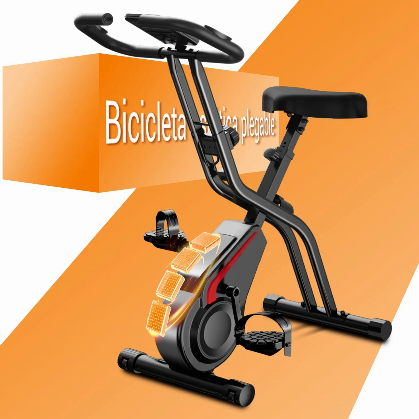 UMAY Bicicleta estática plegable, 5 en 1 Bicicleta spinning profesional con Resistencia Magnética de 16 Niveles, Bicicleta estatica plegable para el hogar Bici de Sala con Asiento Cómodo, Máx 136 kg | con Resistencia Magnética de 16 Niveles, Bicicleta est