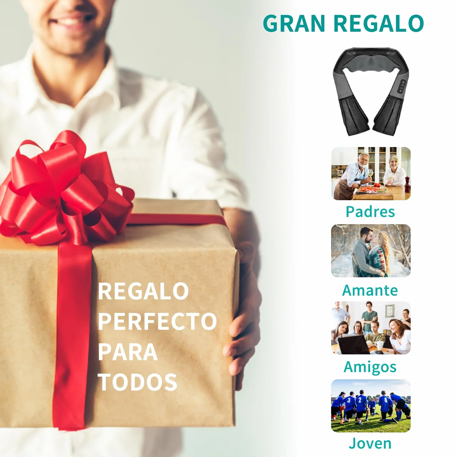 Nekteck Masajeador Cervical Shiatsu 3D con Calor para Espalda, Hombro y Cuello
