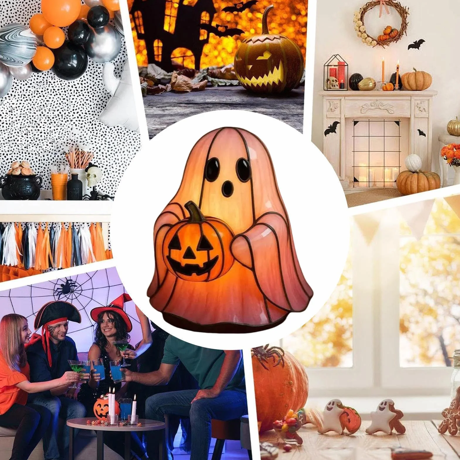 Lámpara LED Fantasma Halloween Decoración Hogar Portátil Estantería