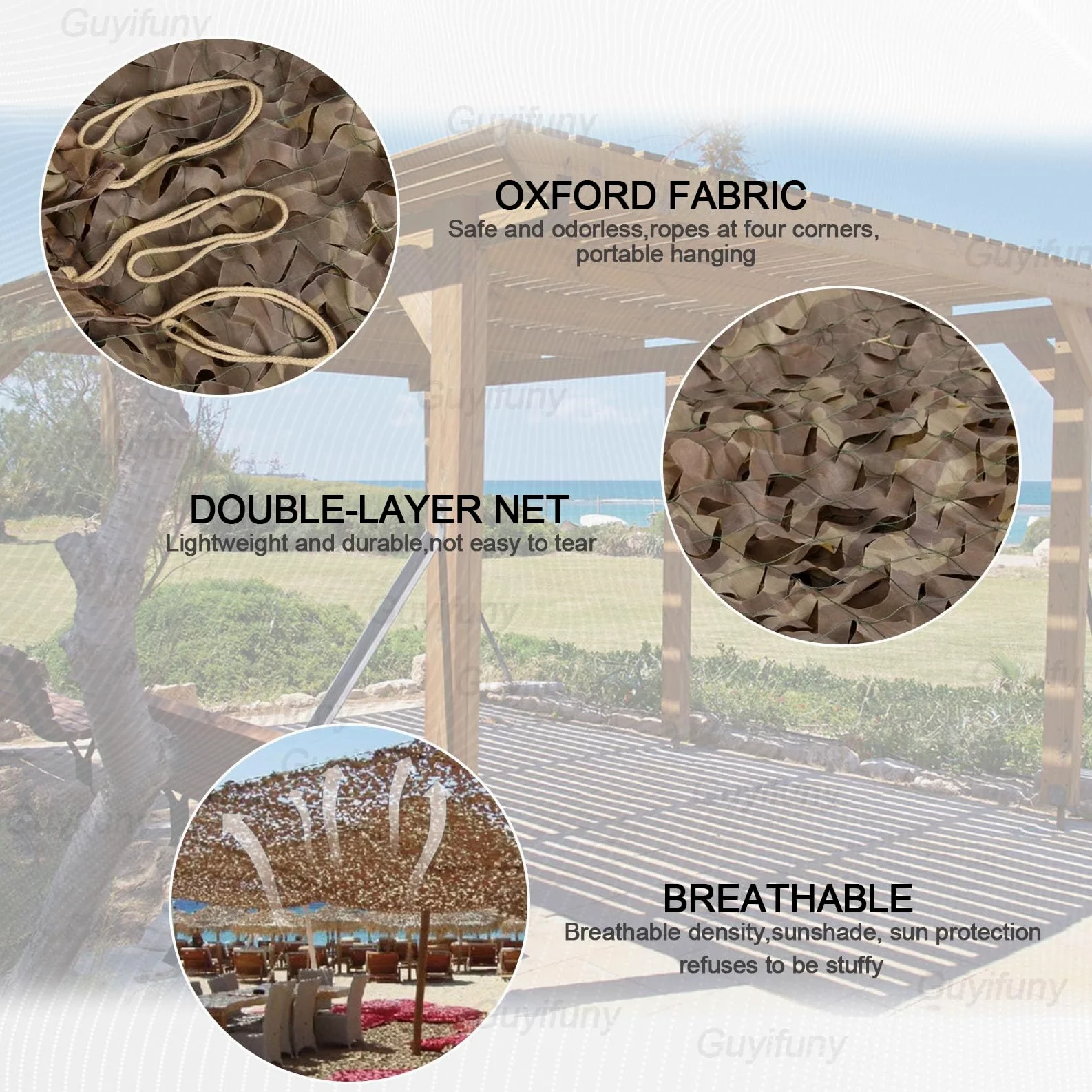 Red de Camuflaje 210D Oxford Tela Parasol Cubierta de toldo Protector Solar al Aire Libre Red de Camuflaje para Caza Tiro a ciegas Camping Decoraciones de Fiesta temática Militar, Desierto,