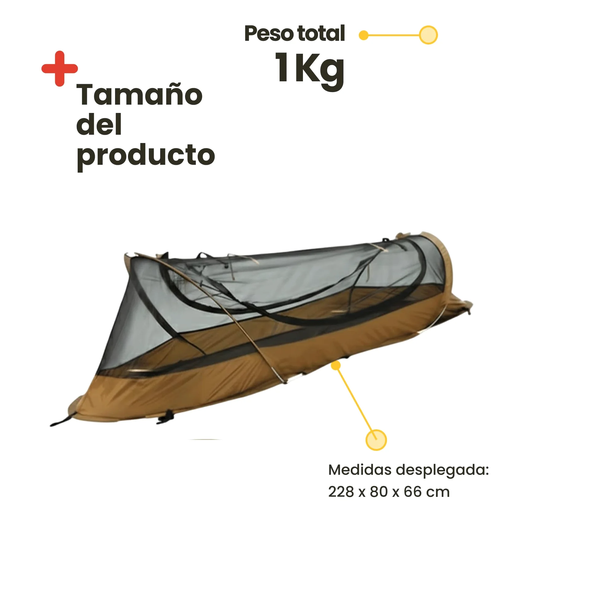 Inuitz Tienda de campaña 1 Persona Ultraligera – Ligera y Resistente 1 kg – Montaje rápido con Clavos y Cordones – Ideal para Camping, Trekking y Senderismo en Solitario