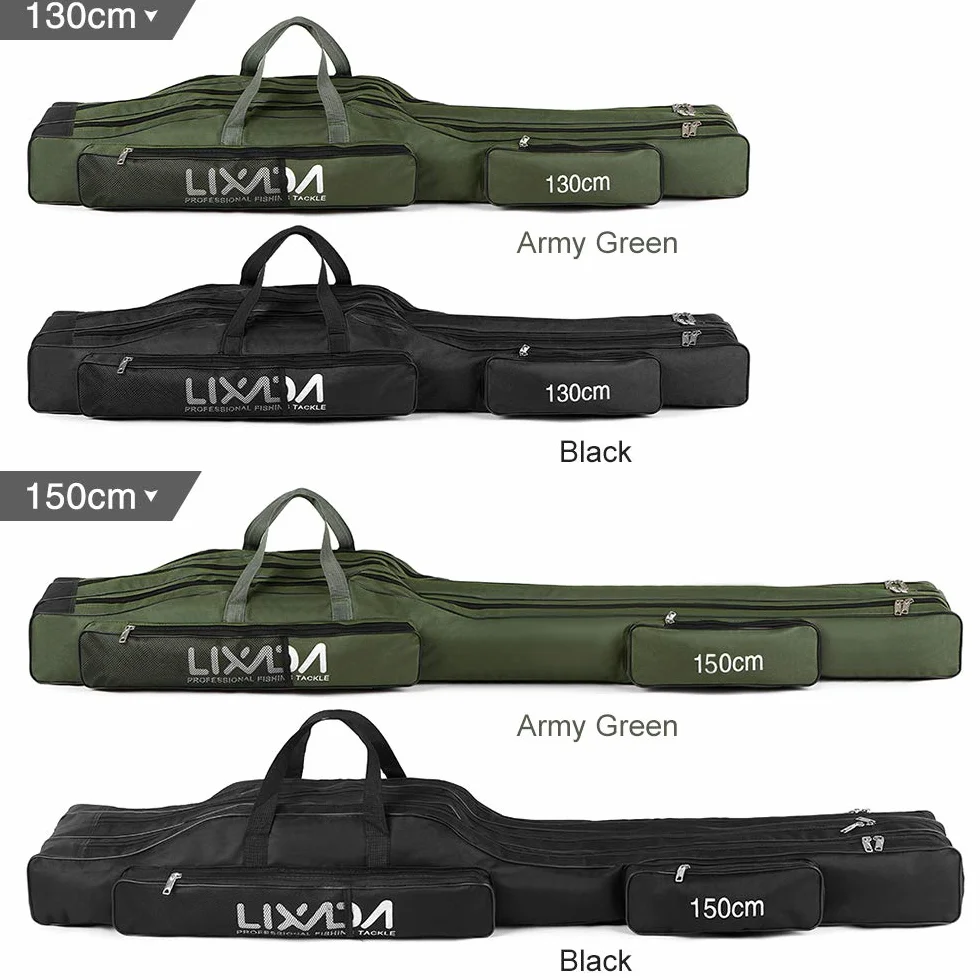 Bolsa de Pesca de Tres Capas Portátil Plegable 130cm 150cm Caña de Pescar Carrete Tackle Tool Carry Case Travel Bag