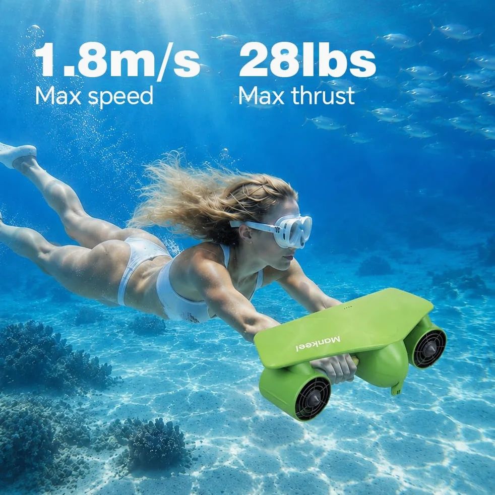 Patinete Eléctrico Subacuático – Mankeel Dual Motores con Soporte para cámara de acción para niños y Adultos, Patinete acuático Impermeable de 50 m para Buceo, esnórquel