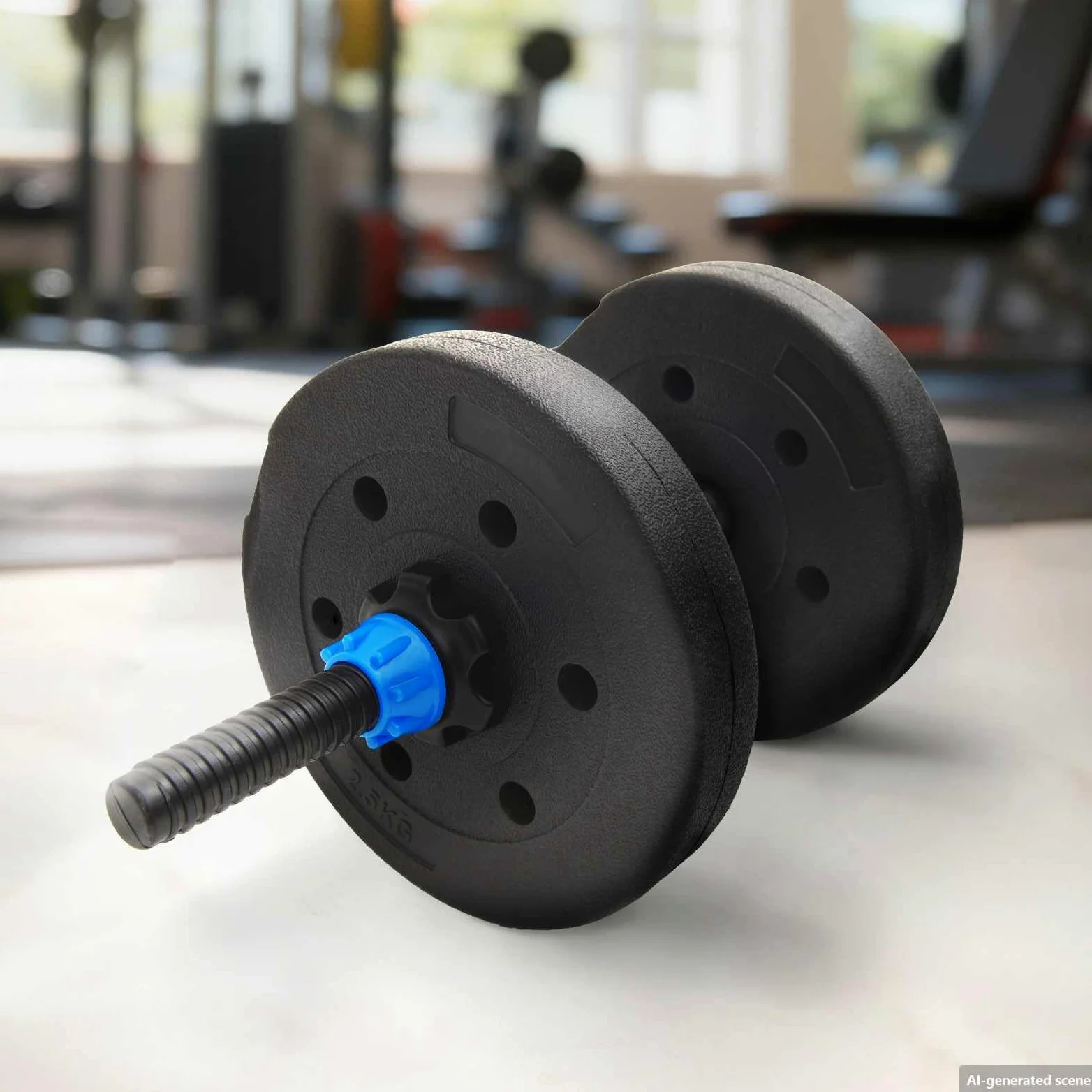 Juego de 4 discos de peso de 10 kg, cemento negro, arena de hierro con mango antideslizante para mancuernas, mancuernas, entrenamiento de fuerza, desarrollo muscular en casa y gimnasio