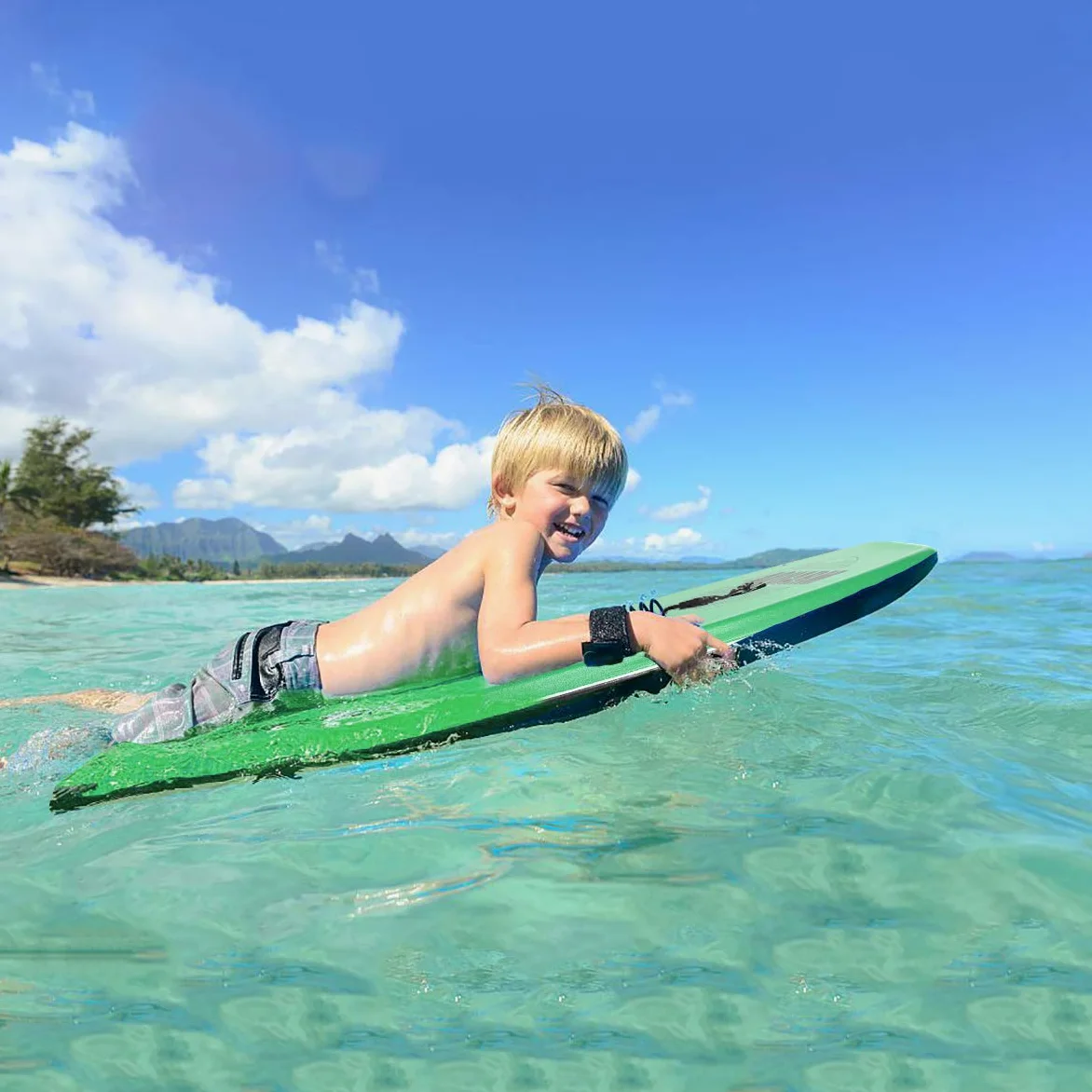 Bodyboard 83.8 cm Verde para Surf | Núcleo EPS ligero, parte inferior lisa de alta velocidad, incluye correa de muñeca, para niños, adolescentes y adultos