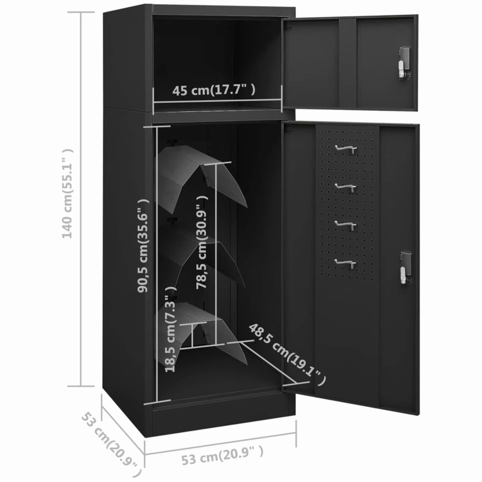 Armario para Monturas con 2 Puertas y Monturero Regulable en Altura - Gris Antracita
