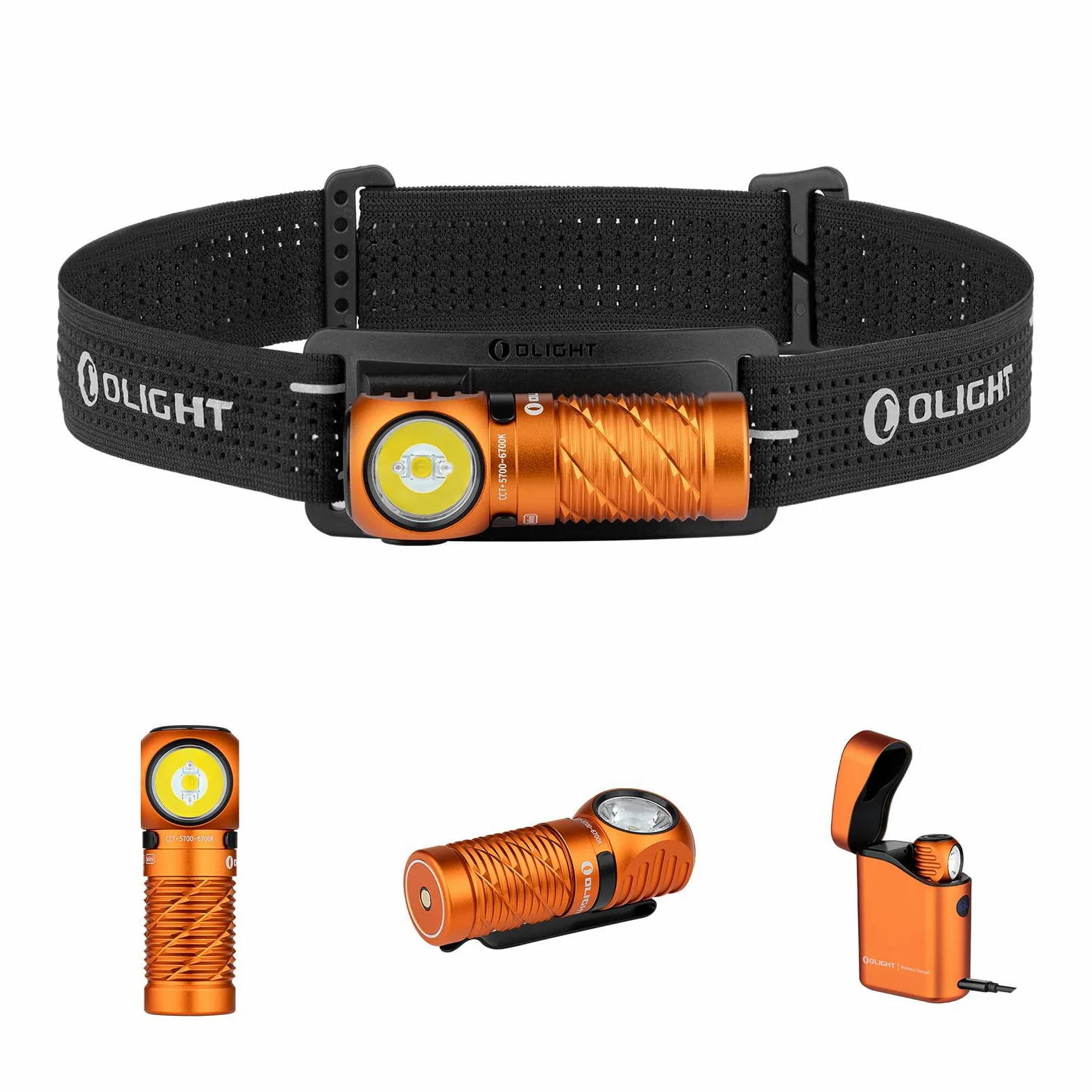 OLIGHT Perun 3 Mini Premium Edition - Linterna frontal LED de 1250 lúmenes, con funda de carga USB-C, faro recargable con luz roja, ideal para el trabajo, el hogar, al aire libre (naranja, CW)